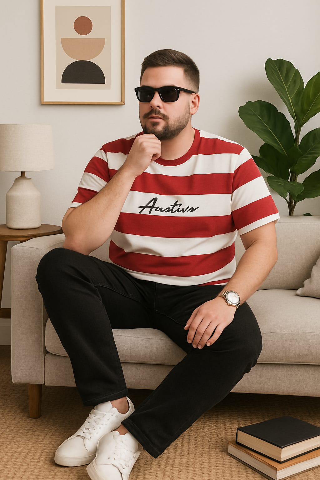 Austivo Men Round Neck Multicolor T-Shirt
