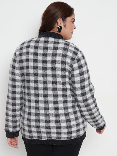 Austivo Women Colour Block High Neck Cardigan