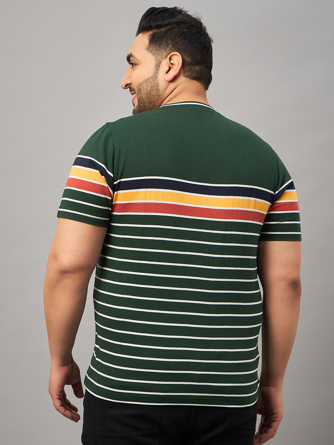 Austivo Striped Men Round Neck Multicolor T-Shirt