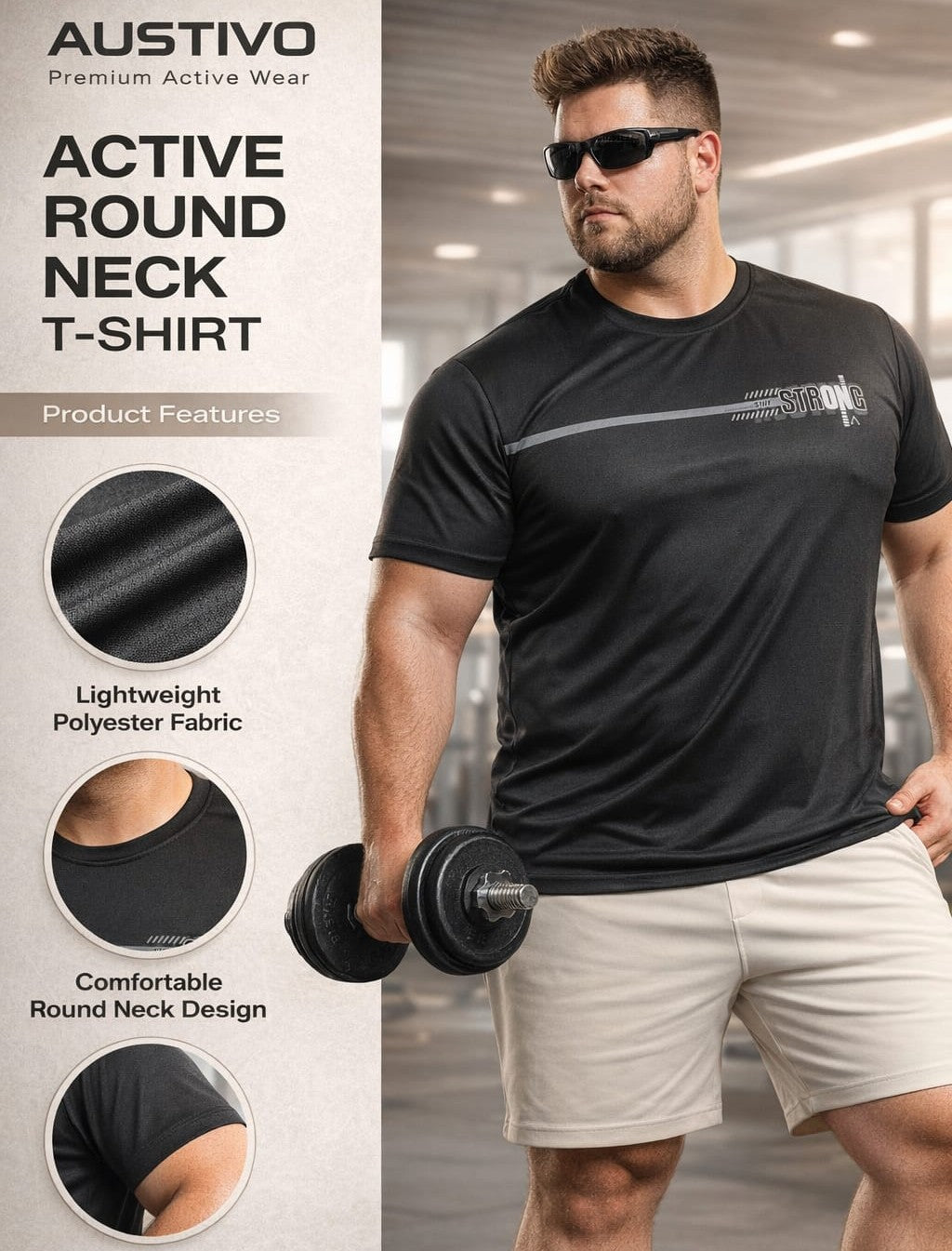 Austivo Men's Active Wear T-shirt