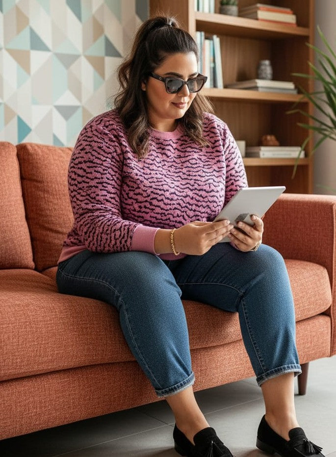 Austivo Women Colour Block High Neck Cardigan