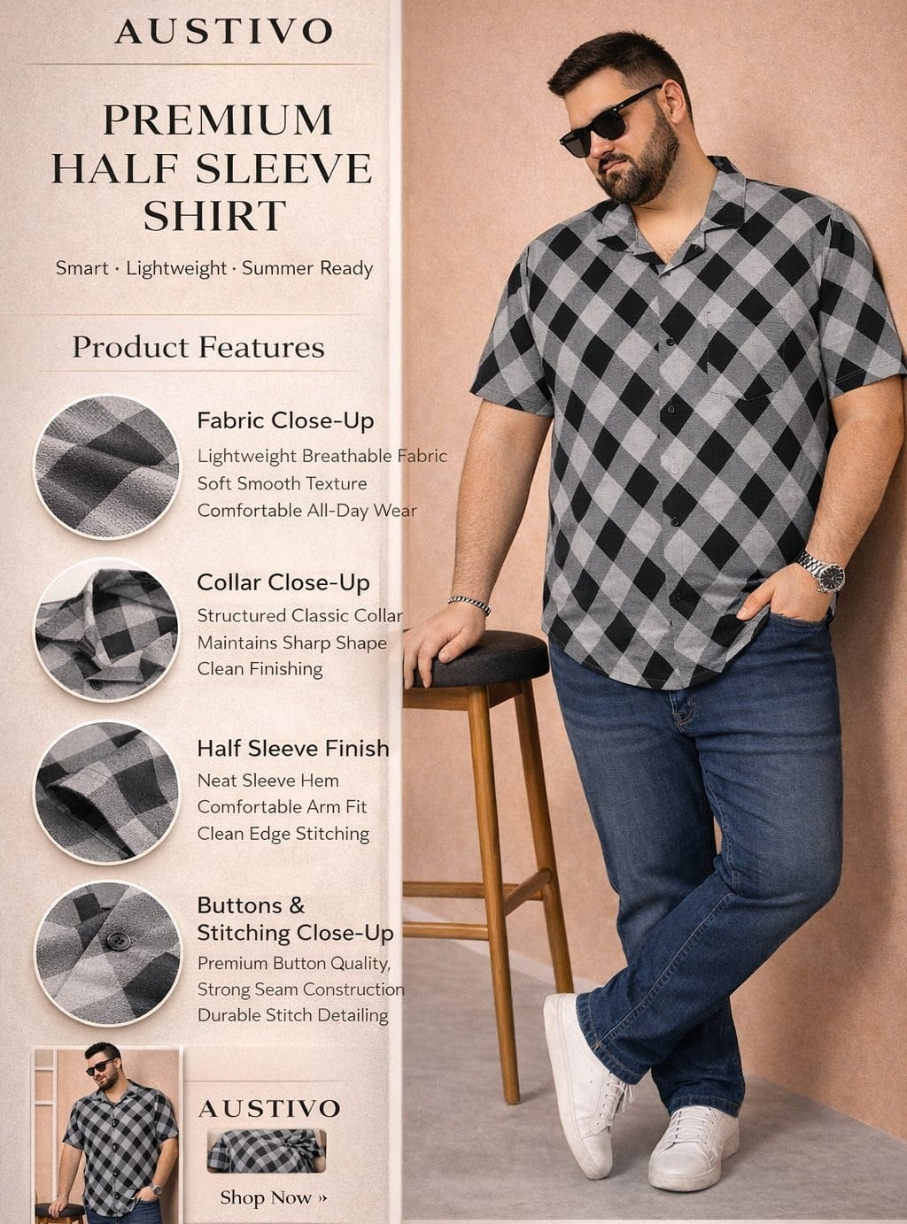 Austivo Men Plus Size Shirt