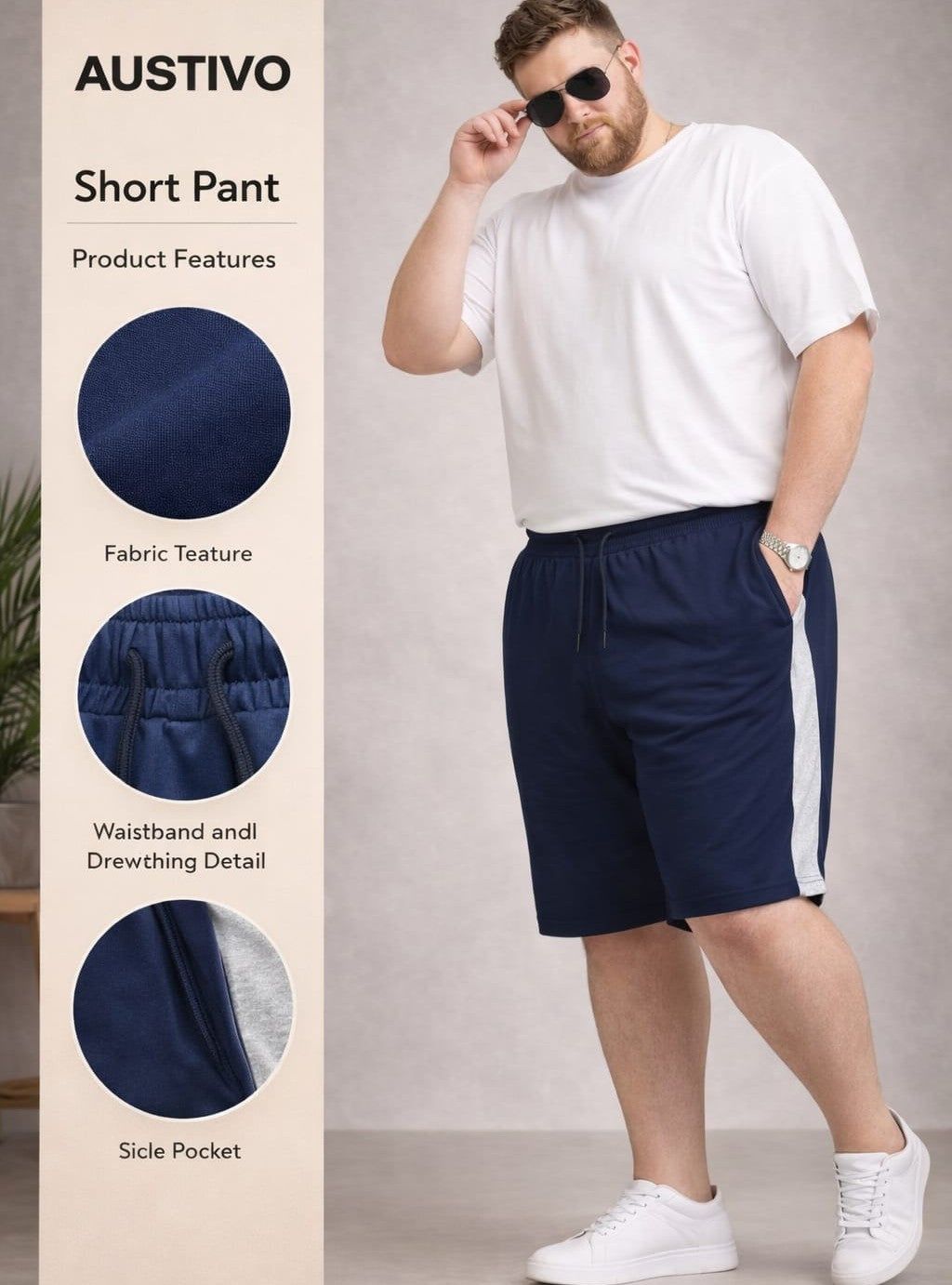 AUSTIVO Men’s Plus Size Shorts