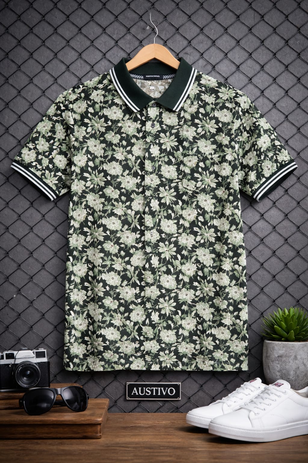 Austin Wood Printed Polo T-shirt