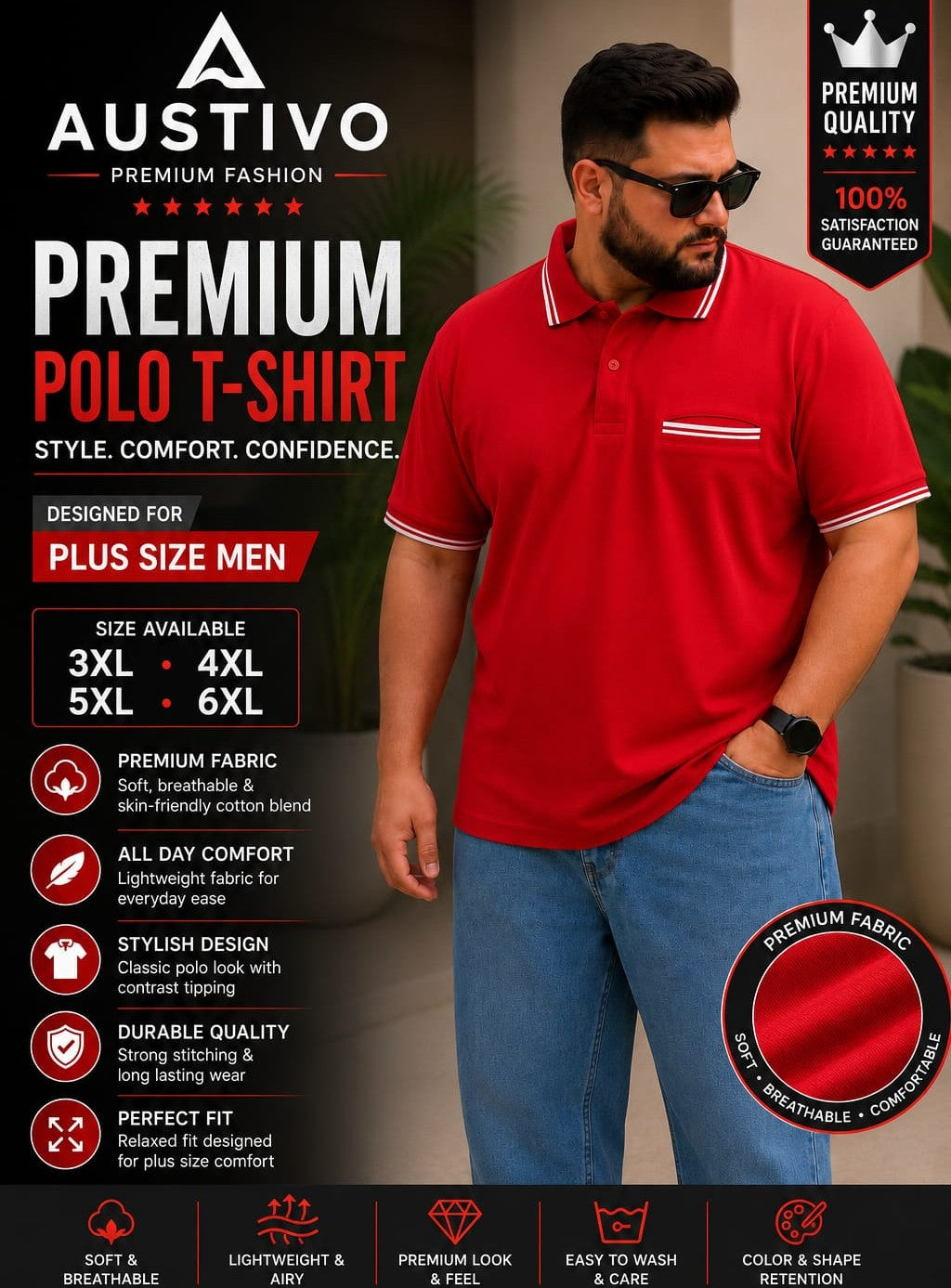 Austivo Men's Pocket Polo Neck T-shirt