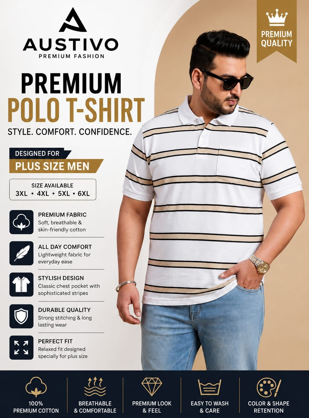 Austivo Men's  Polo Neck T-shirt