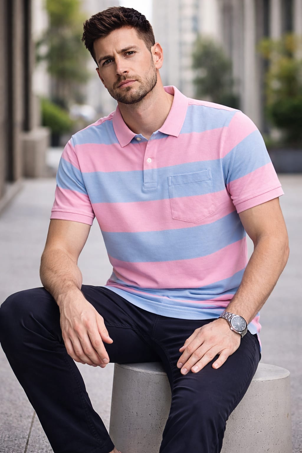 Multi Striper Polo T-shirt