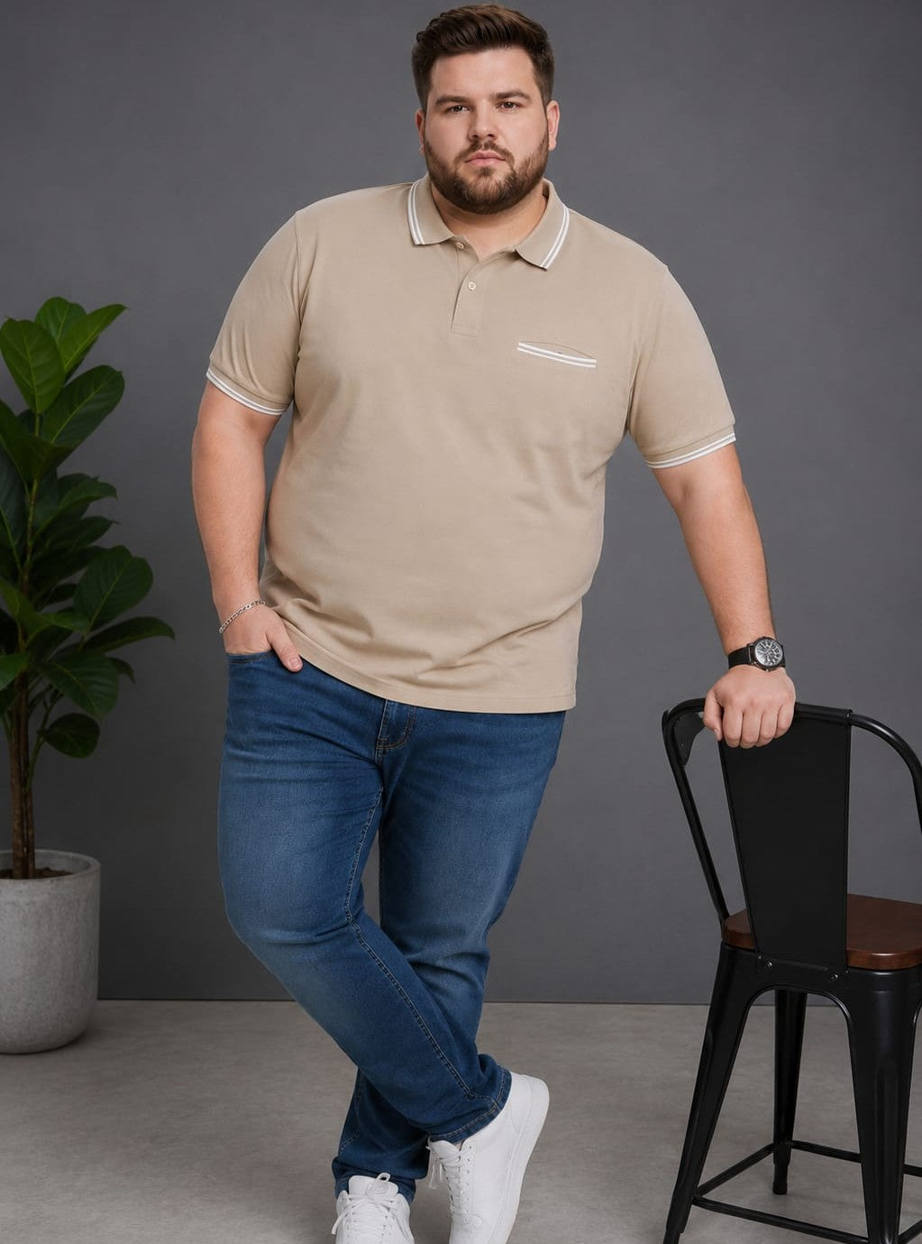 Austivo Men's Pocket  Polo Neck T-shirt