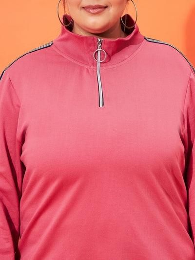 Austivo Women Colour Block High Neck Sweatshirt