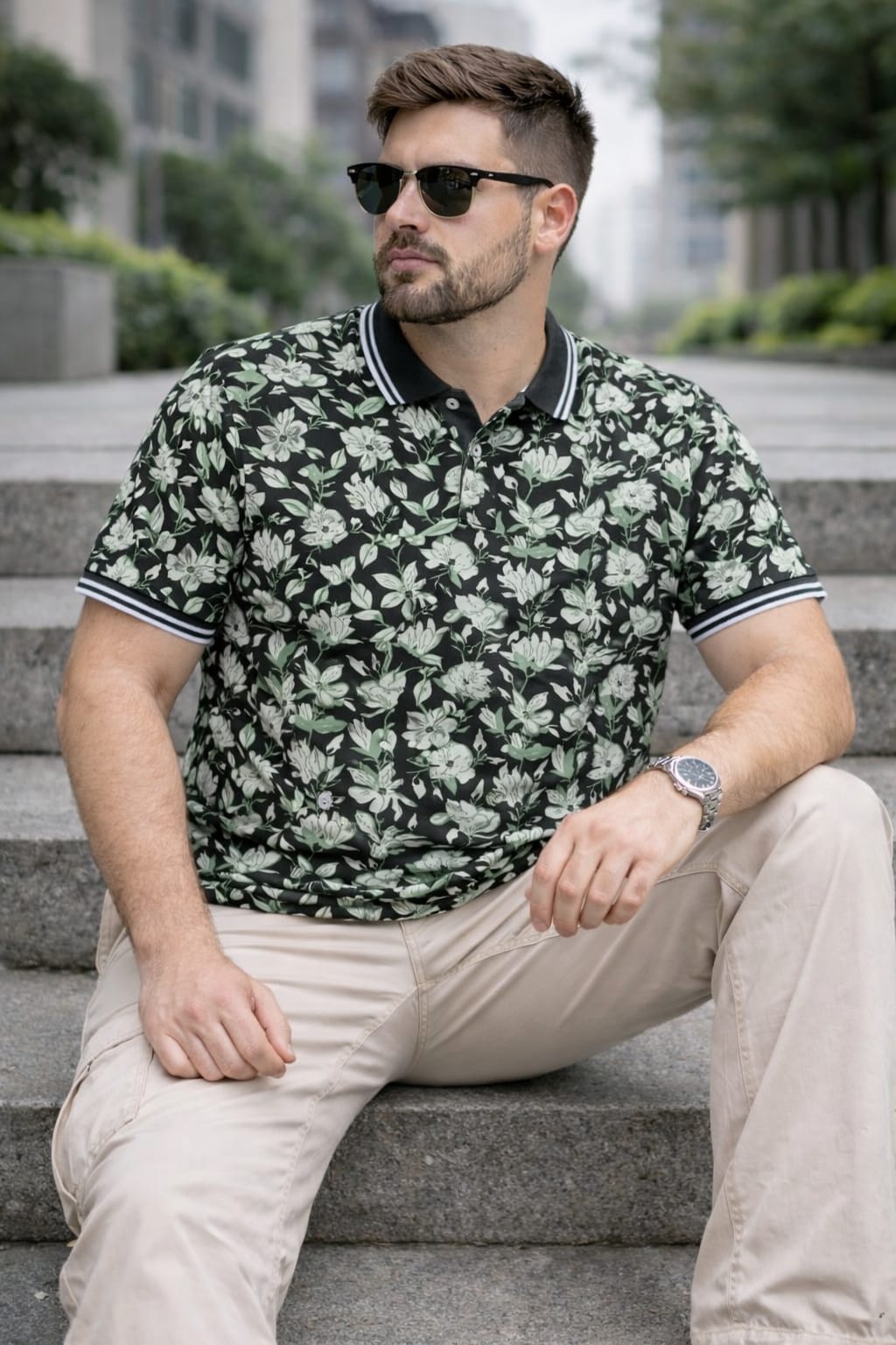 Austin Wood Printed Polo T-shirt