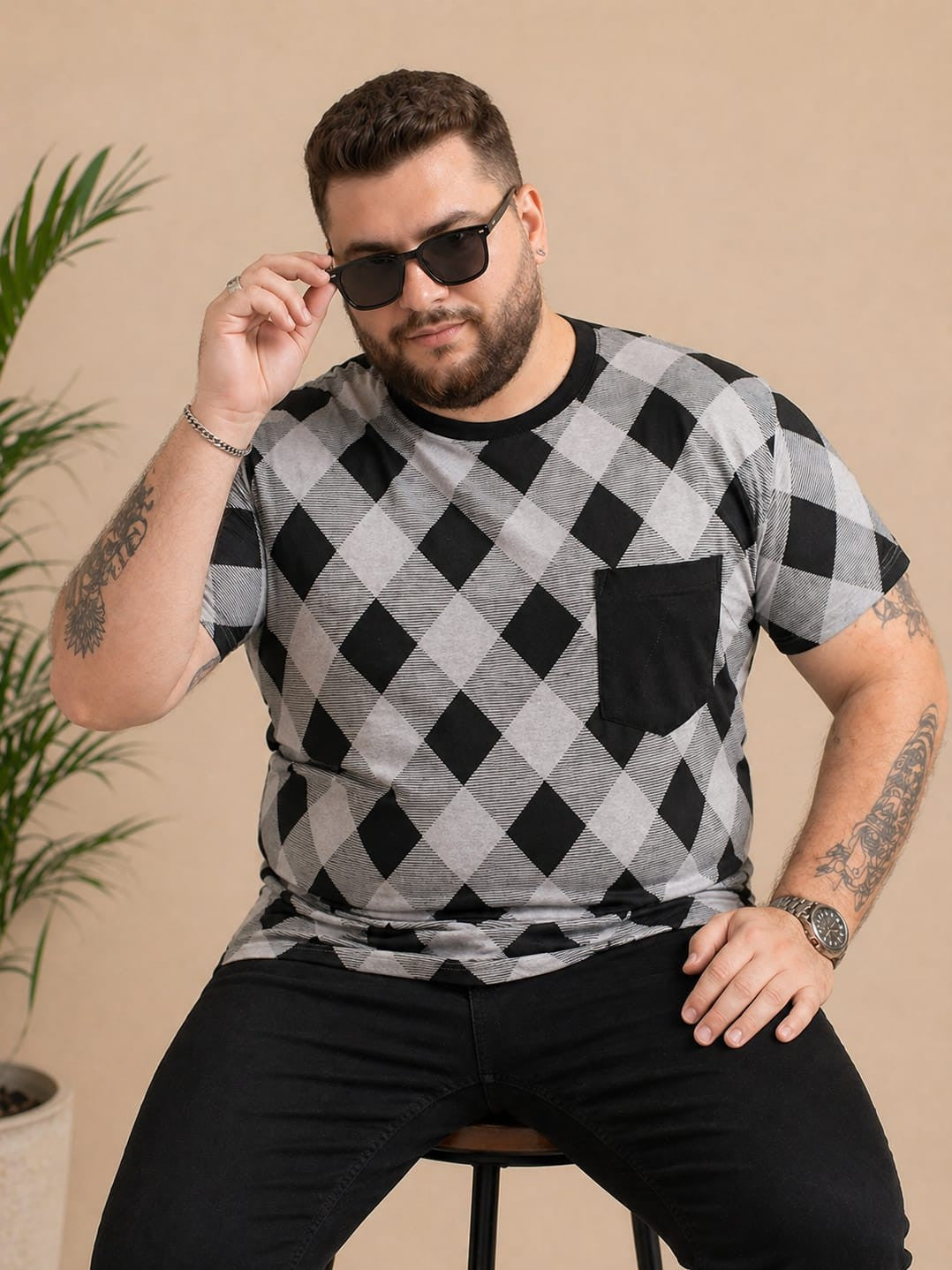 Austivo Men Round Neck Multicolor T-Shirt