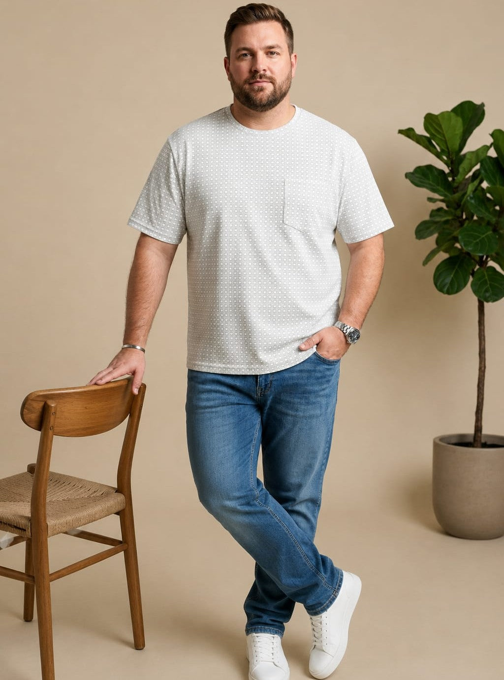 Austivo Men Round Neck Multicolor T-Shirt