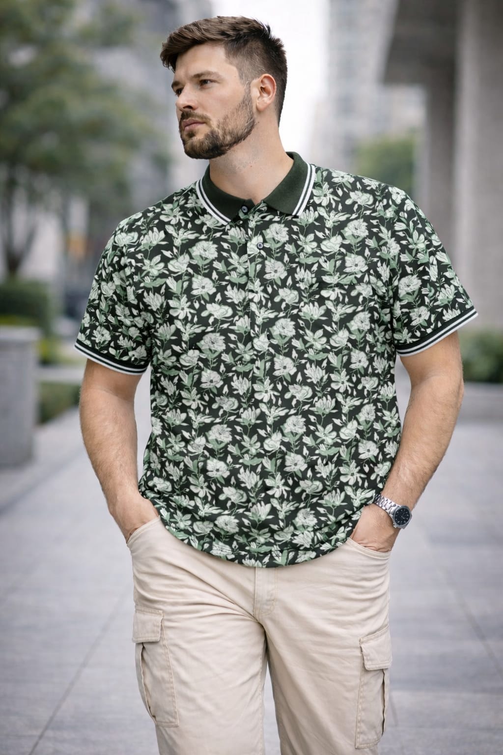 Austin Wood Printed Polo T-shirt