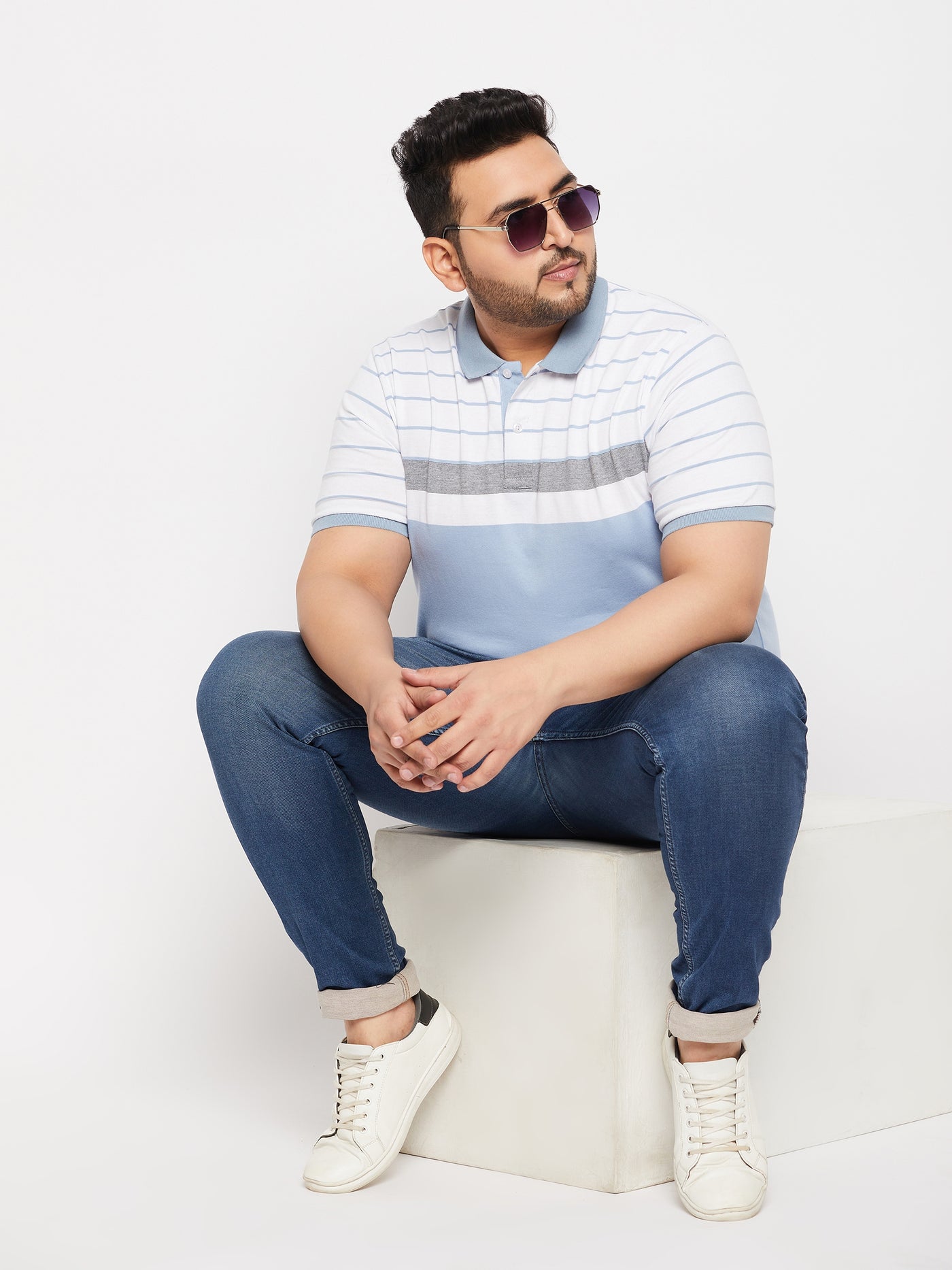 Austivo Striped Men Polo Neck Multicolor T-Shirt