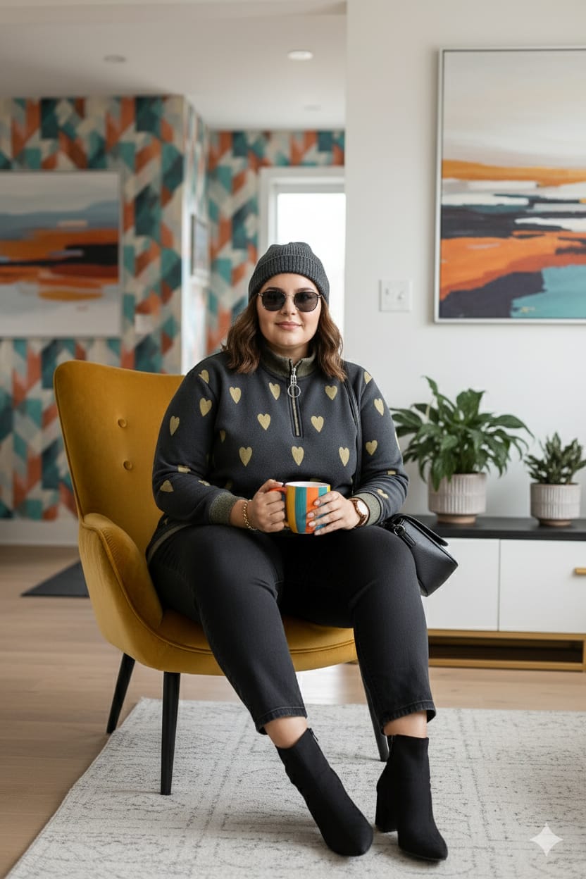 Austivo Women Colour Block High Neck Cardigan