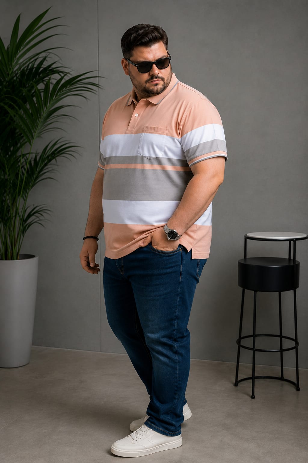 Men’s Plus Size Pocket Polo T-Shirt