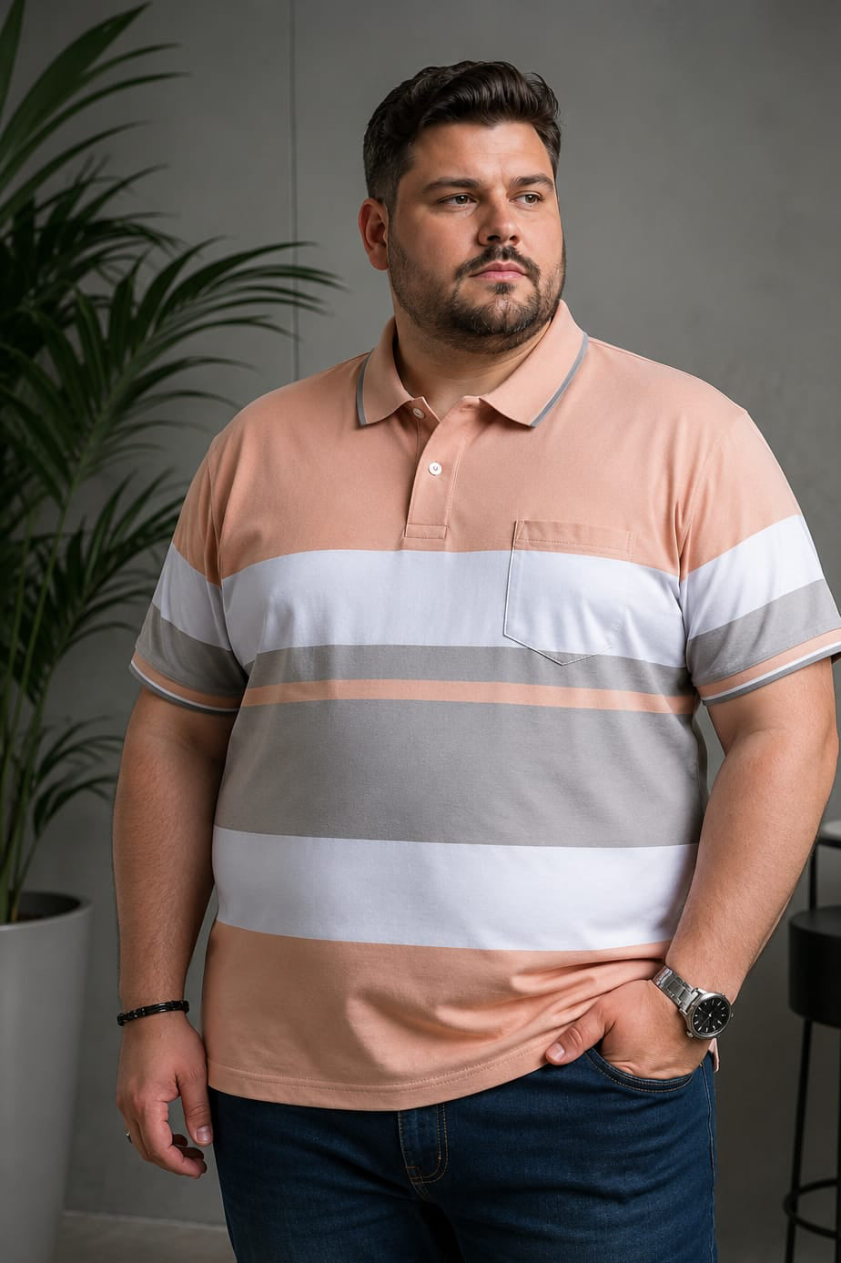 Men’s Plus Size Pocket Polo T-Shirt
