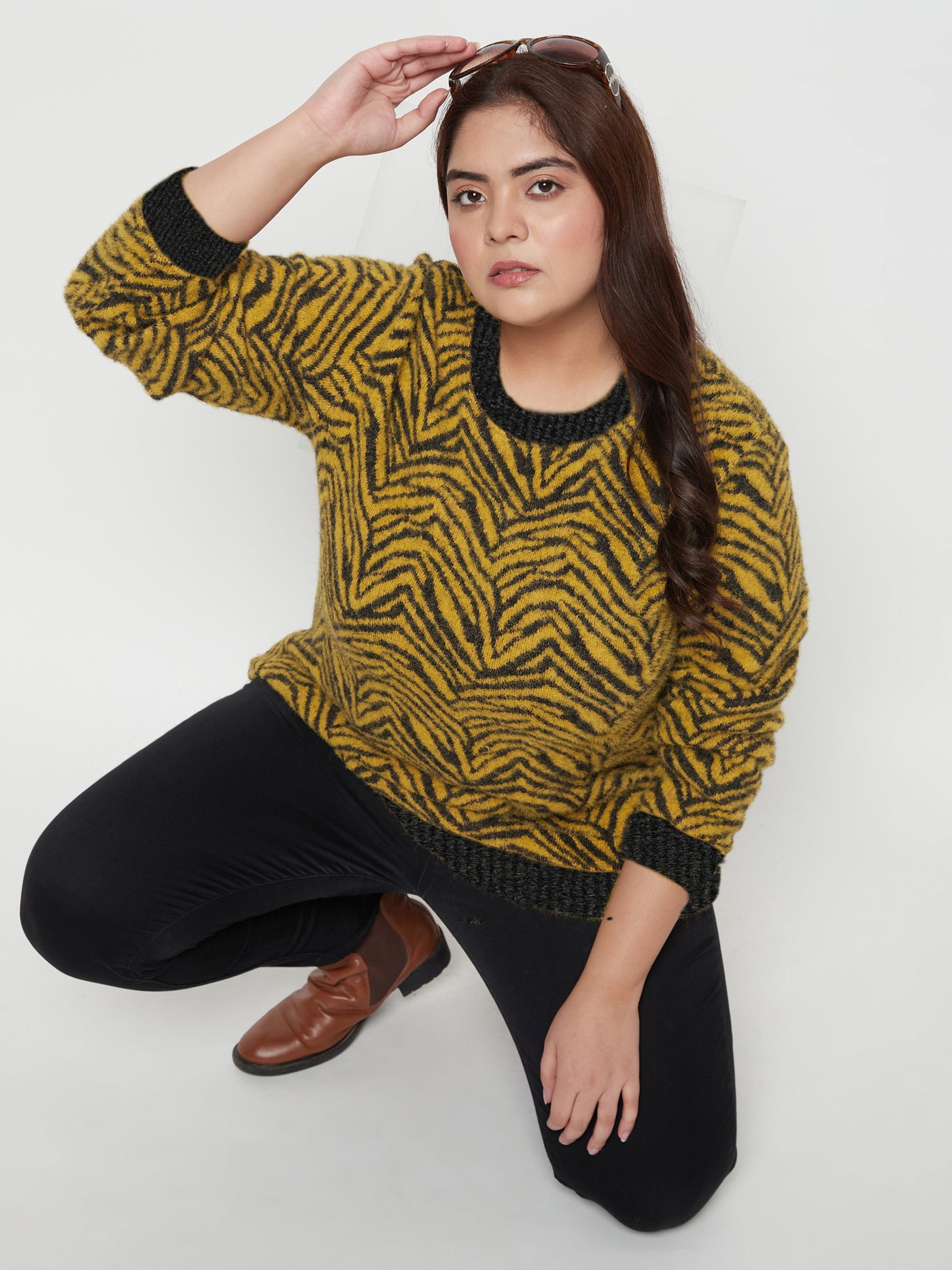Austivo Women Colour Block High Neck Cardigan