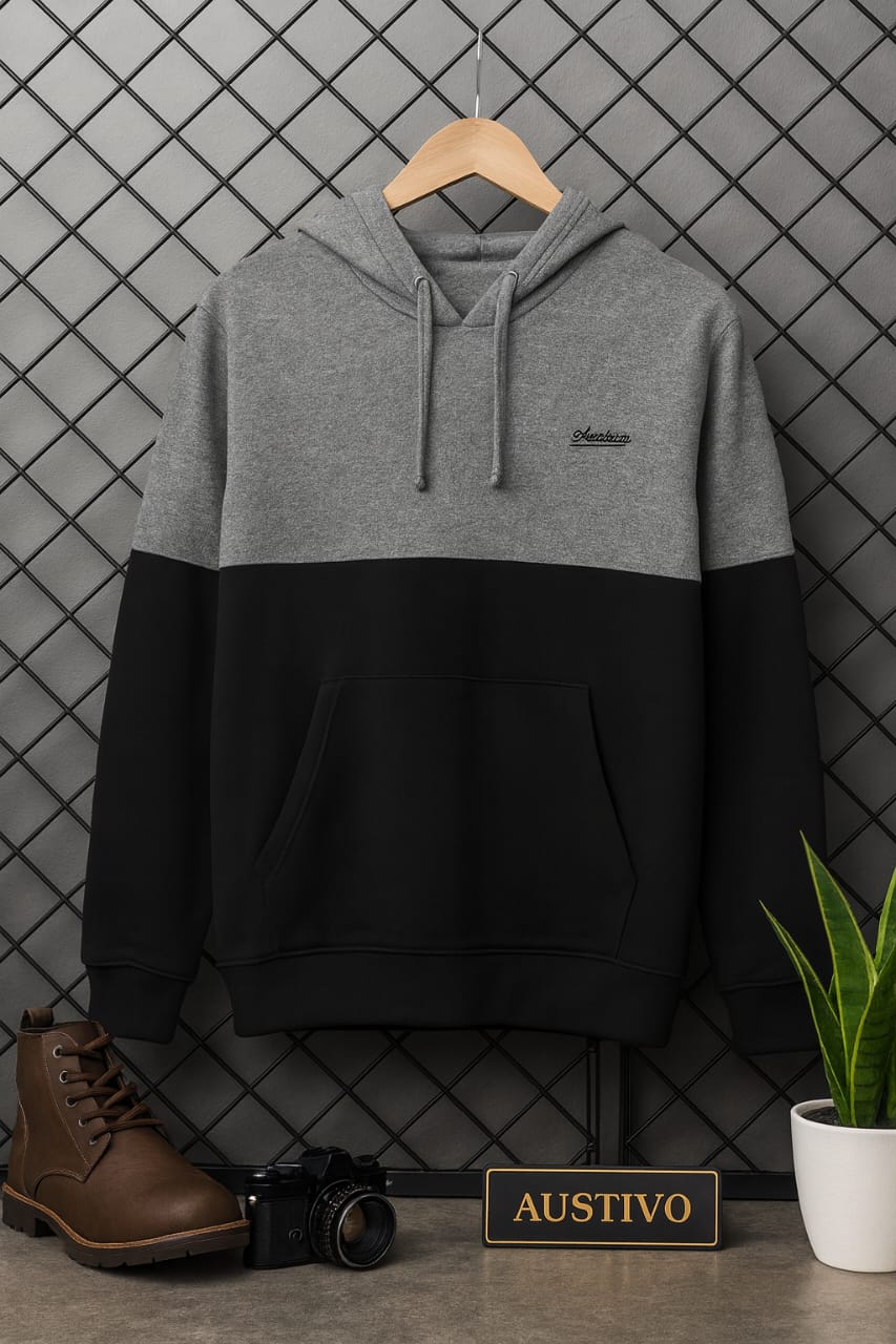 Austivo Men's Colour Block Hooded Sweatshirt