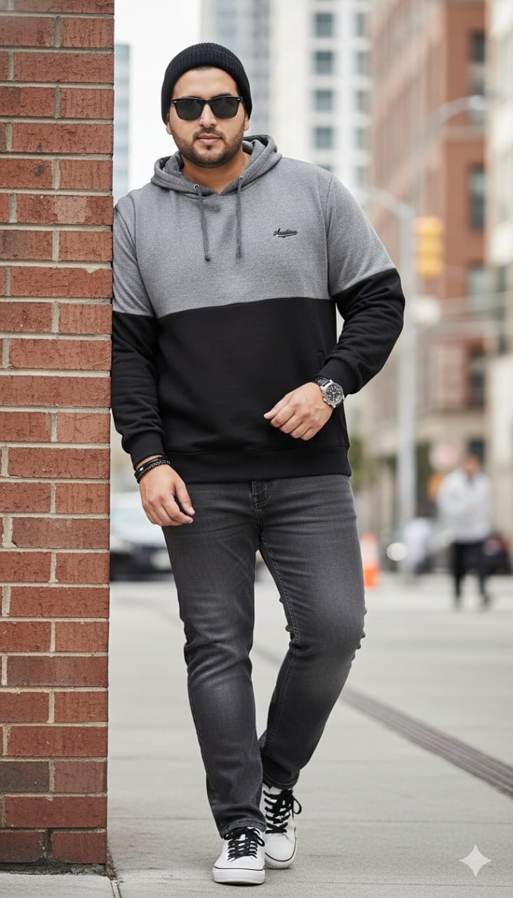 Austivo Men's Colour Block Hooded Sweatshirt