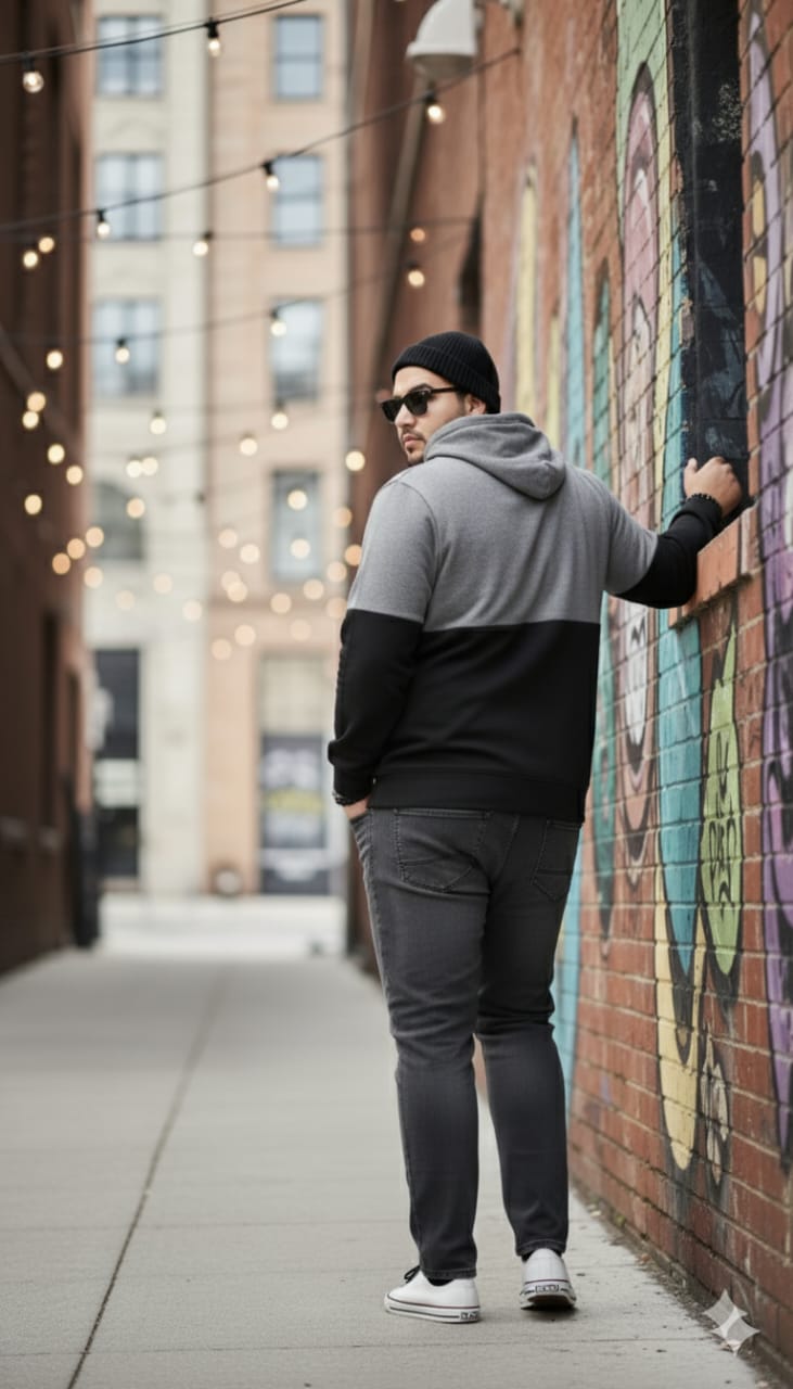 Austivo Men's Colour Block Hooded Sweatshirt