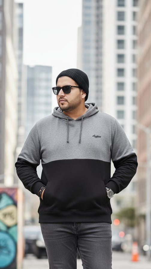 Austivo Men's Colour Block Hooded Sweatshirt