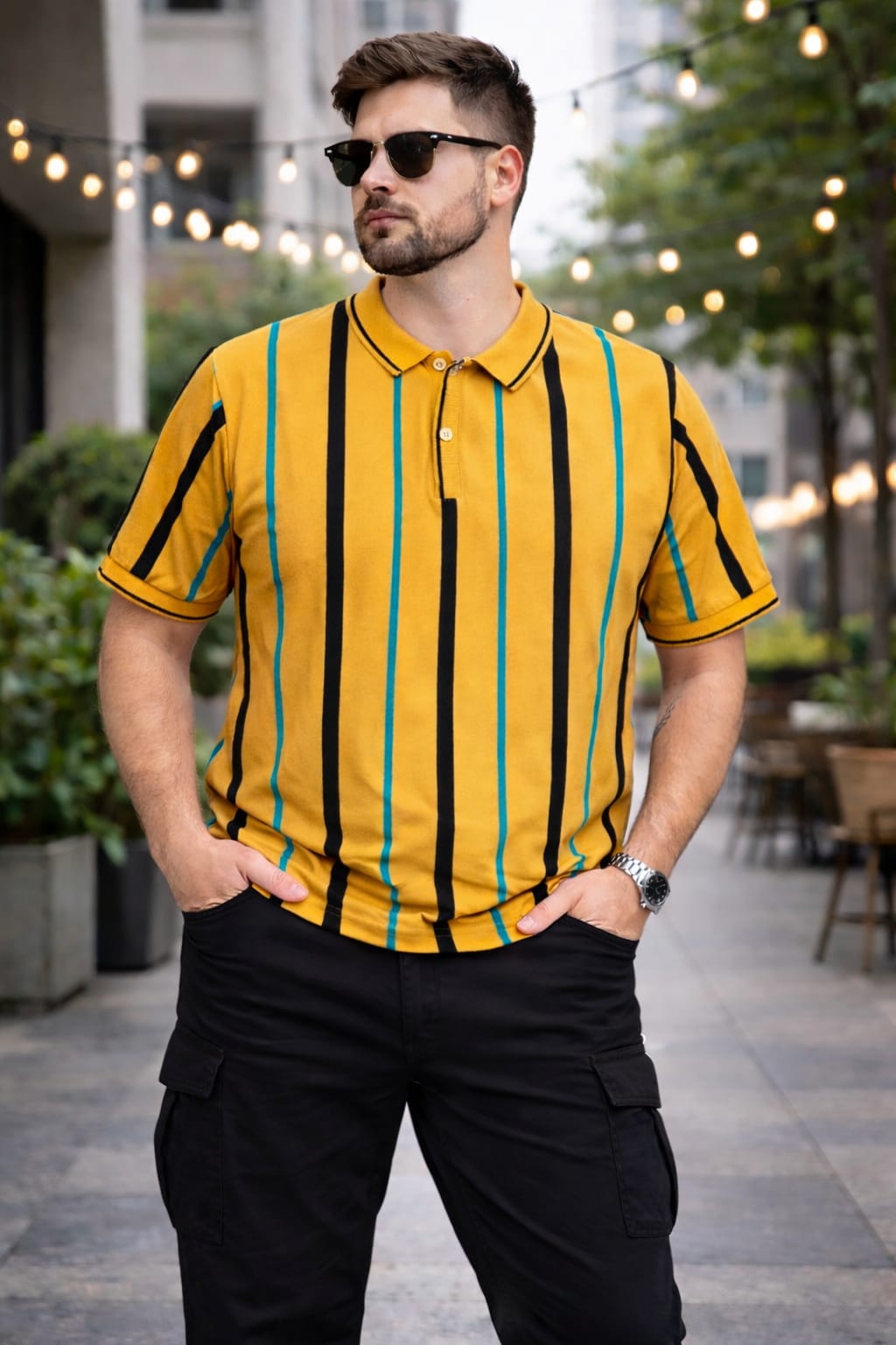 Austin Wood Solid Men Polo Neck Multicolor T-Shirt