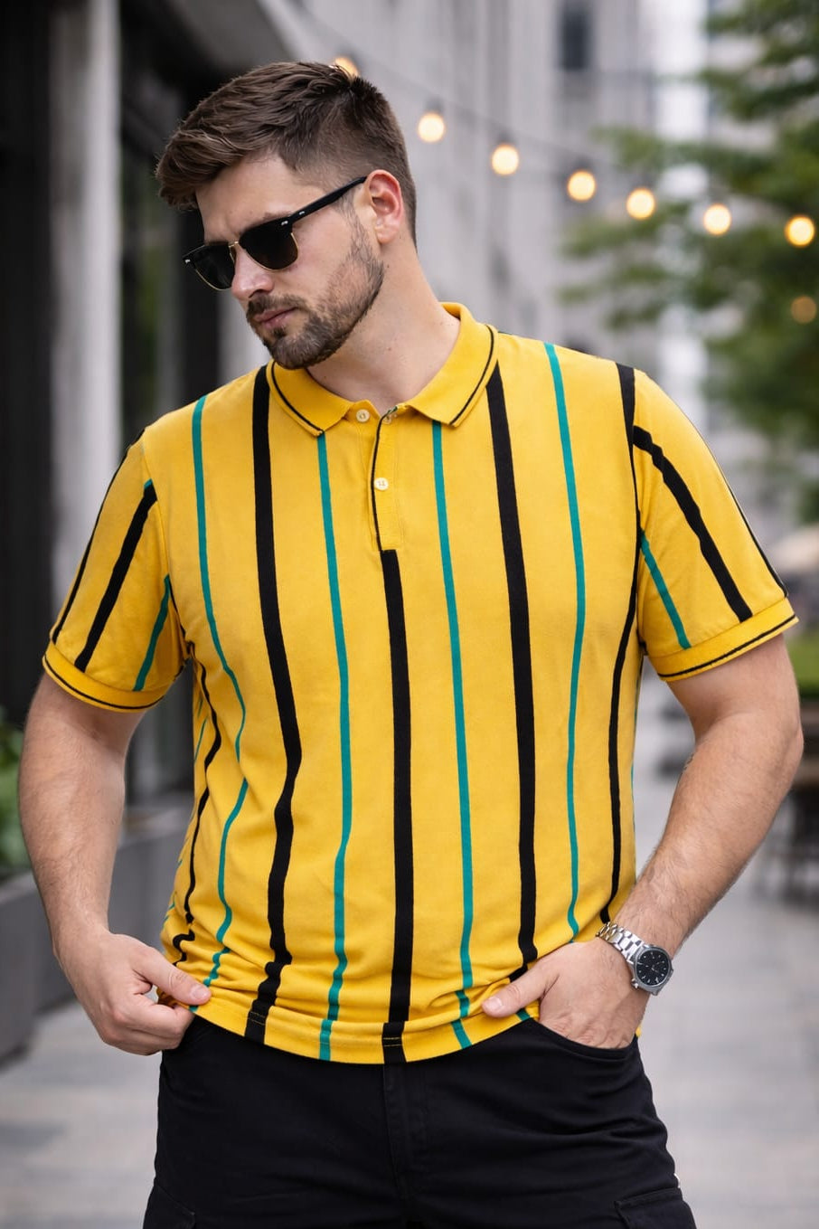 Austin Wood Solid Men Polo Neck Multicolor T-Shirt