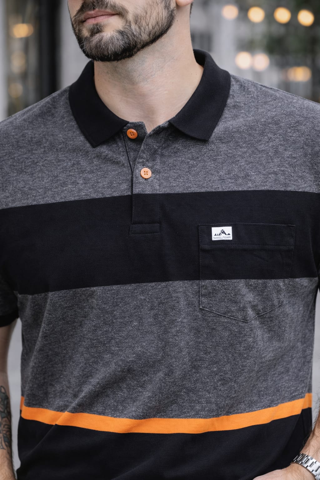 Anthra Grey Stripers Polo T-shirt