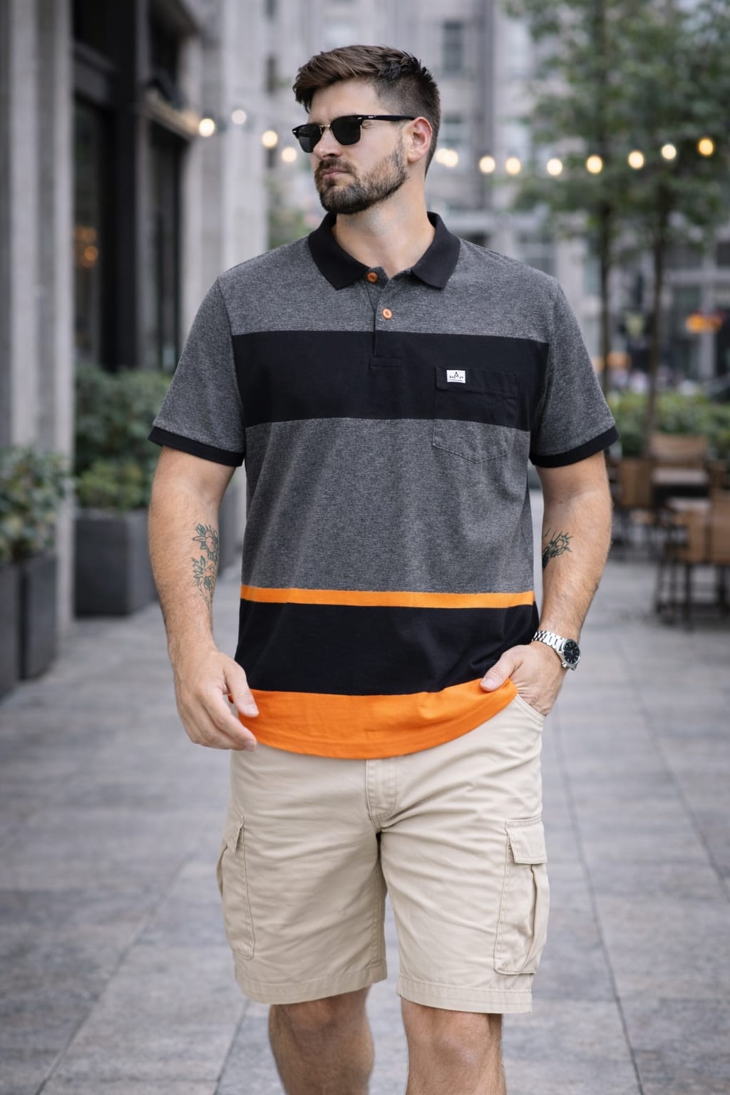 Anthra Grey Stripers Polo T-shirt