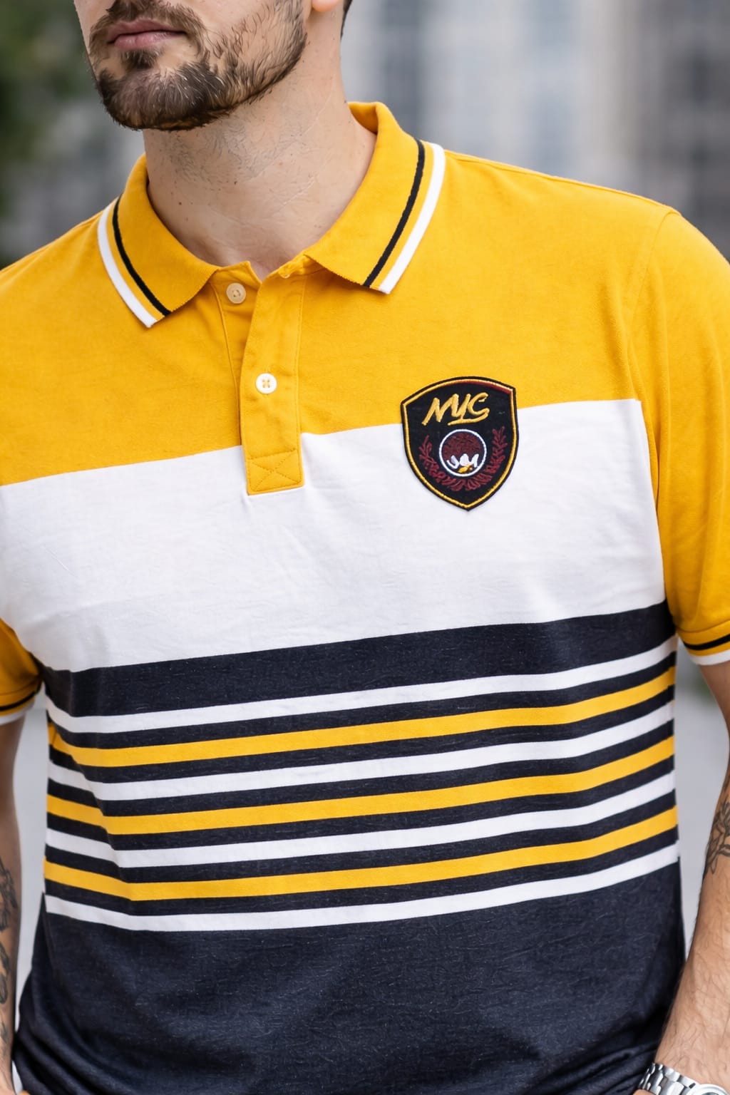 Yellow Stripers Polo T-shirt