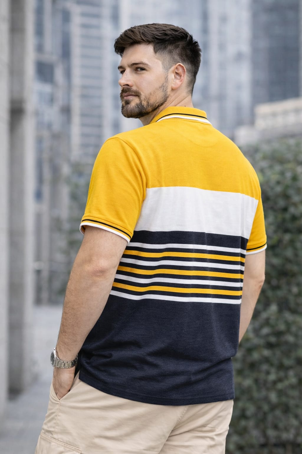 Yellow Stripers Polo T-shirt