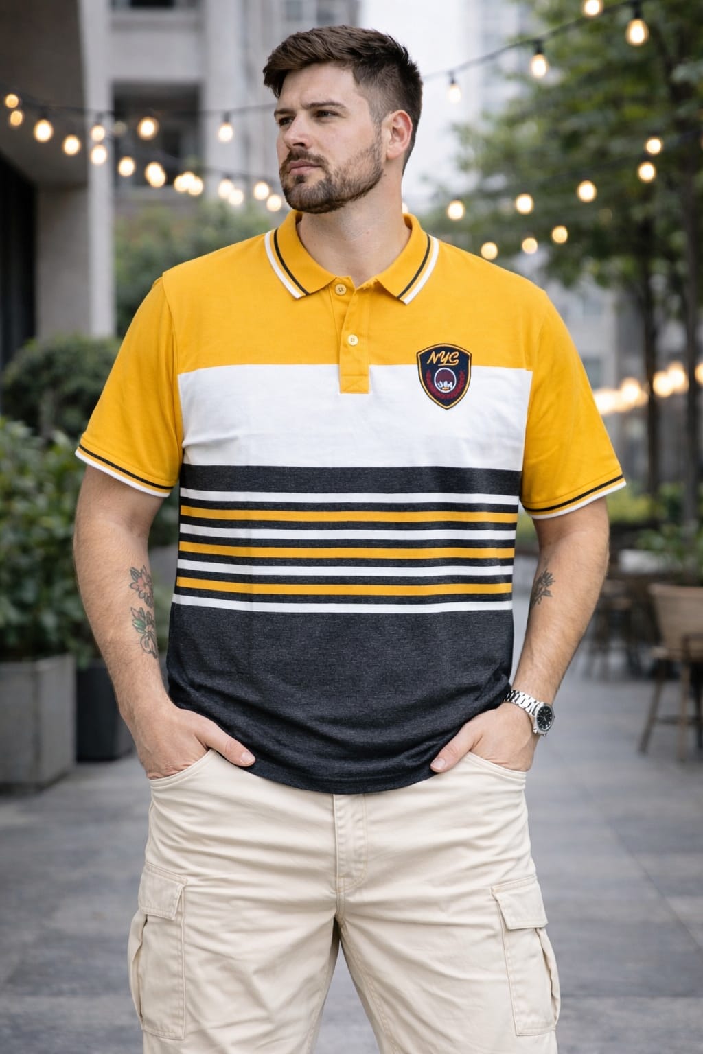 Yellow Stripers Polo T-shirt