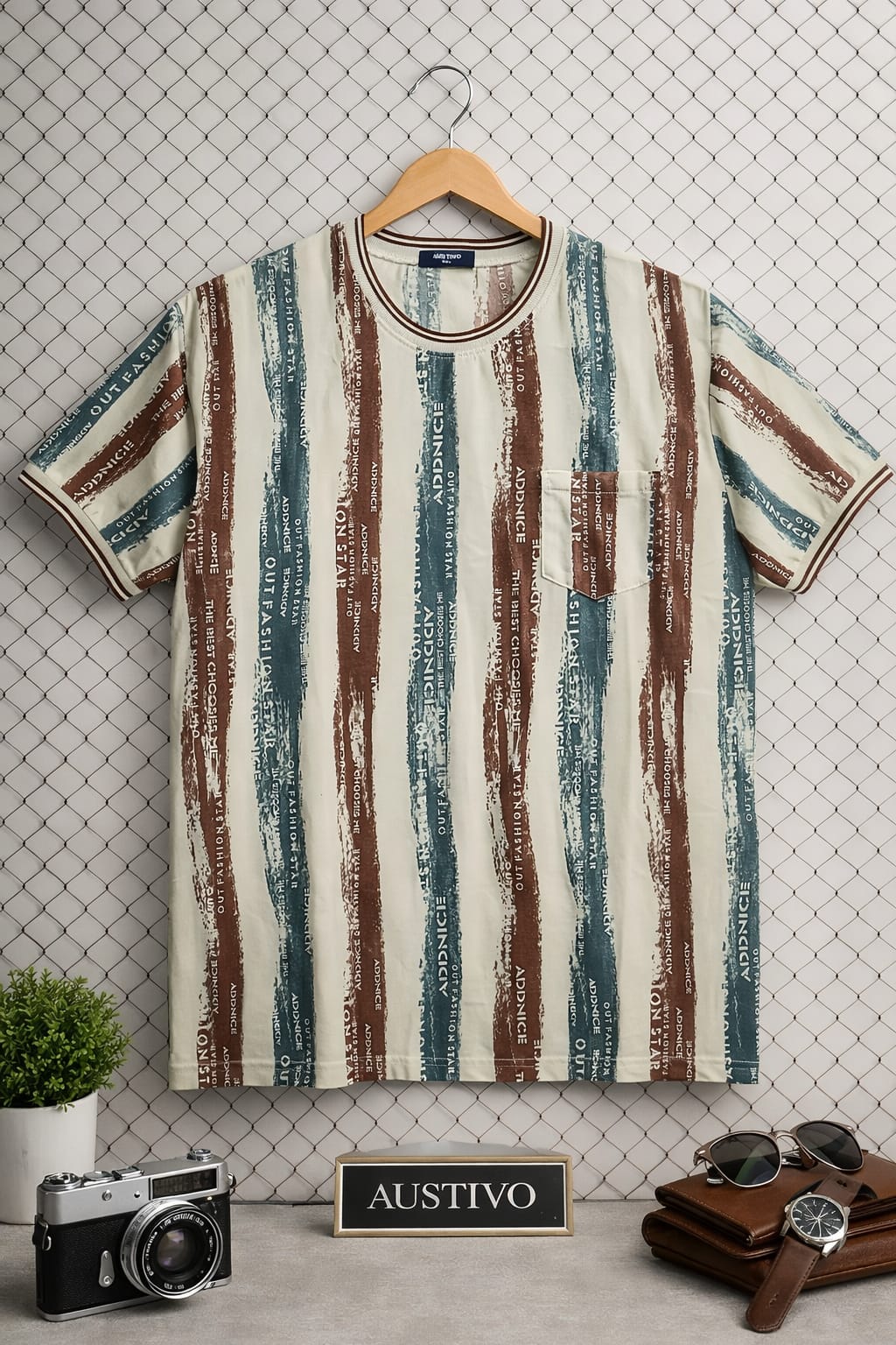 Austivo Men Round Neck Multicolor T-Shirt