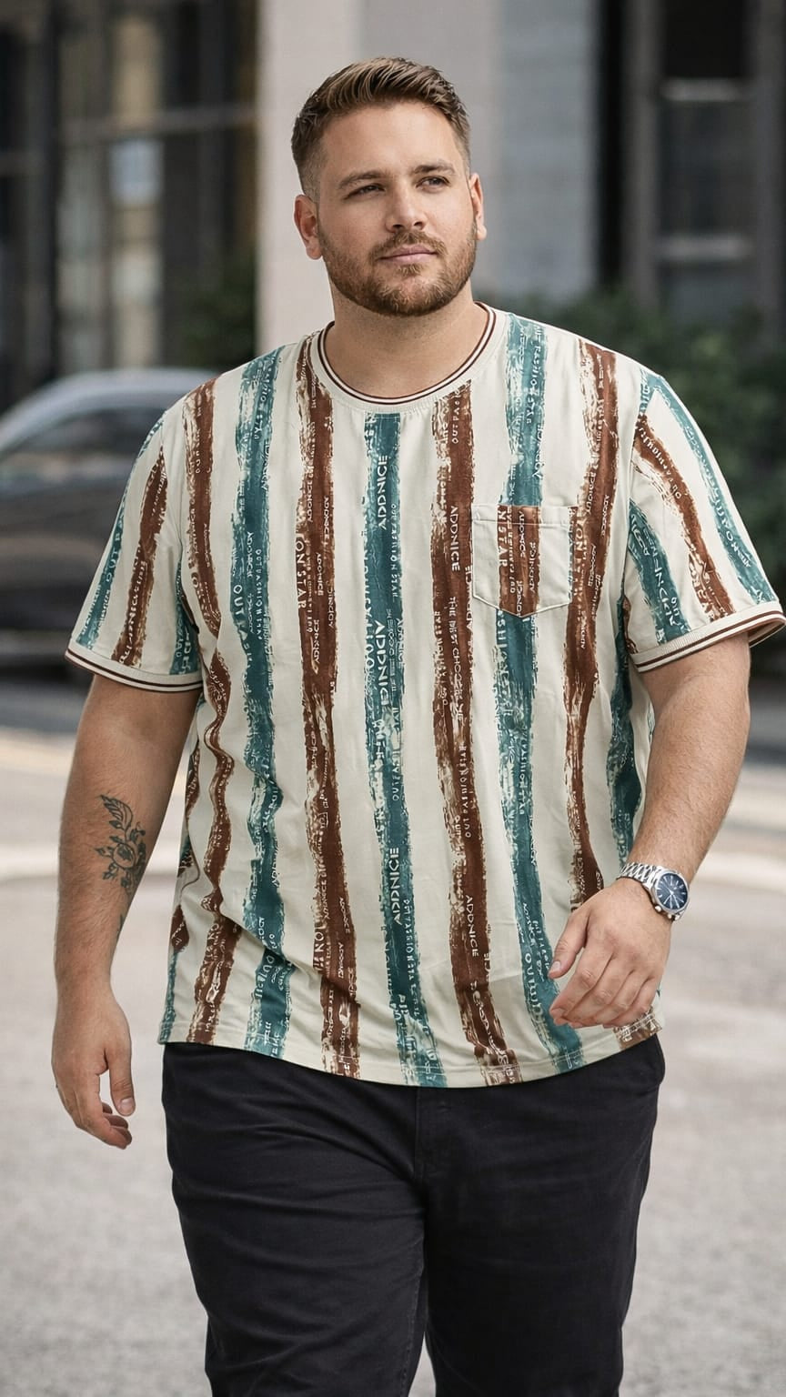 Austivo Men Round Neck Multicolor T-Shirt