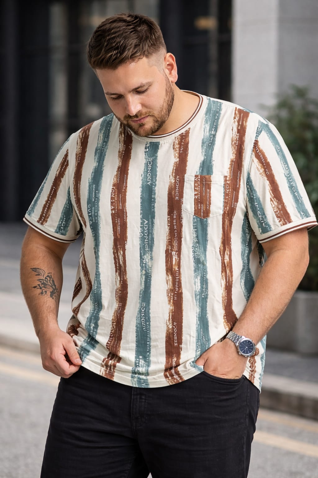 Austivo Men Round Neck Multicolor T-Shirt