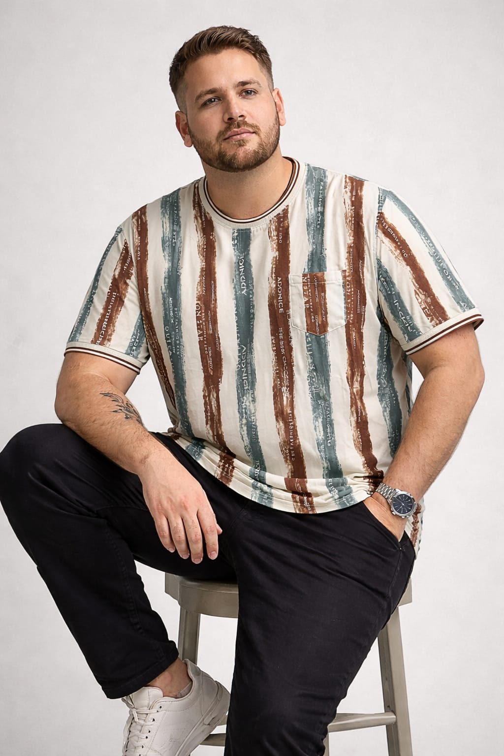 Austivo Men Round Neck Multicolor T-Shirt