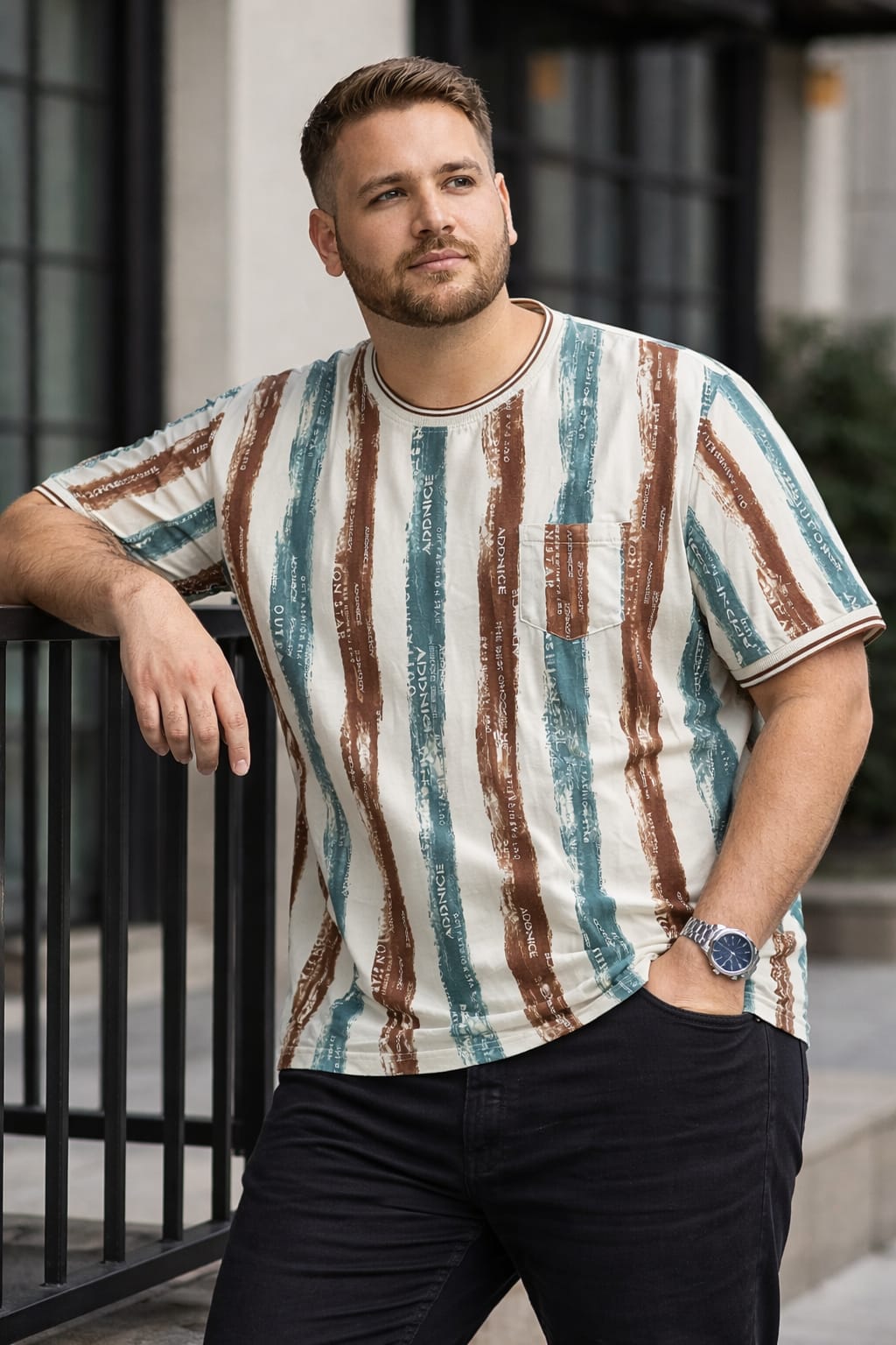 Austivo Men Round Neck Multicolor T-Shirt