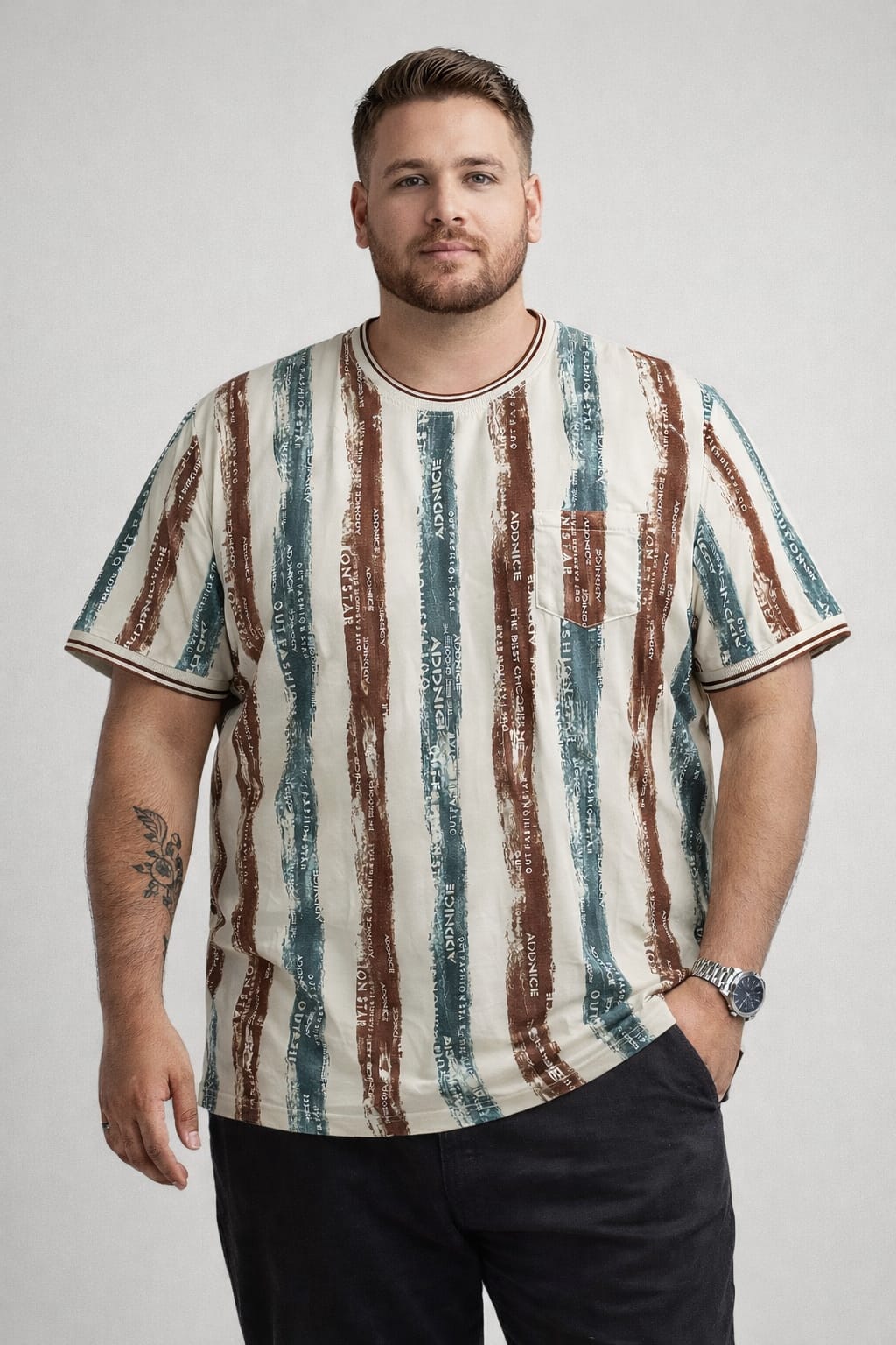Austivo Men Round Neck Multicolor T-Shirt