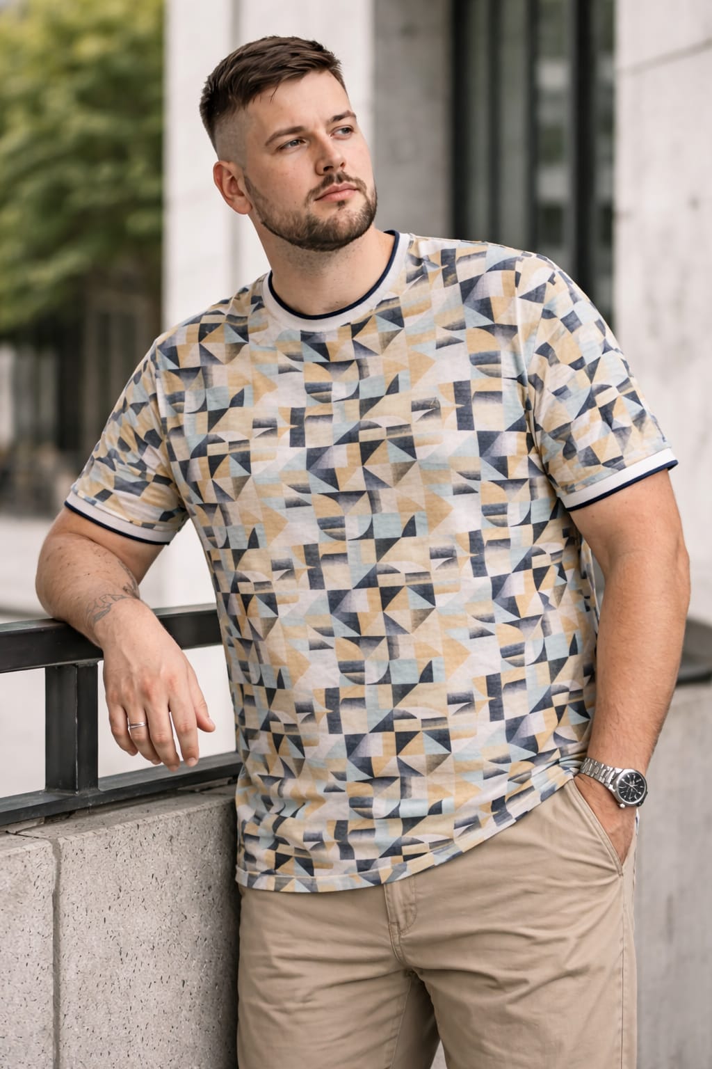 Austivo Men Round Neck Multicolor T-Shirt