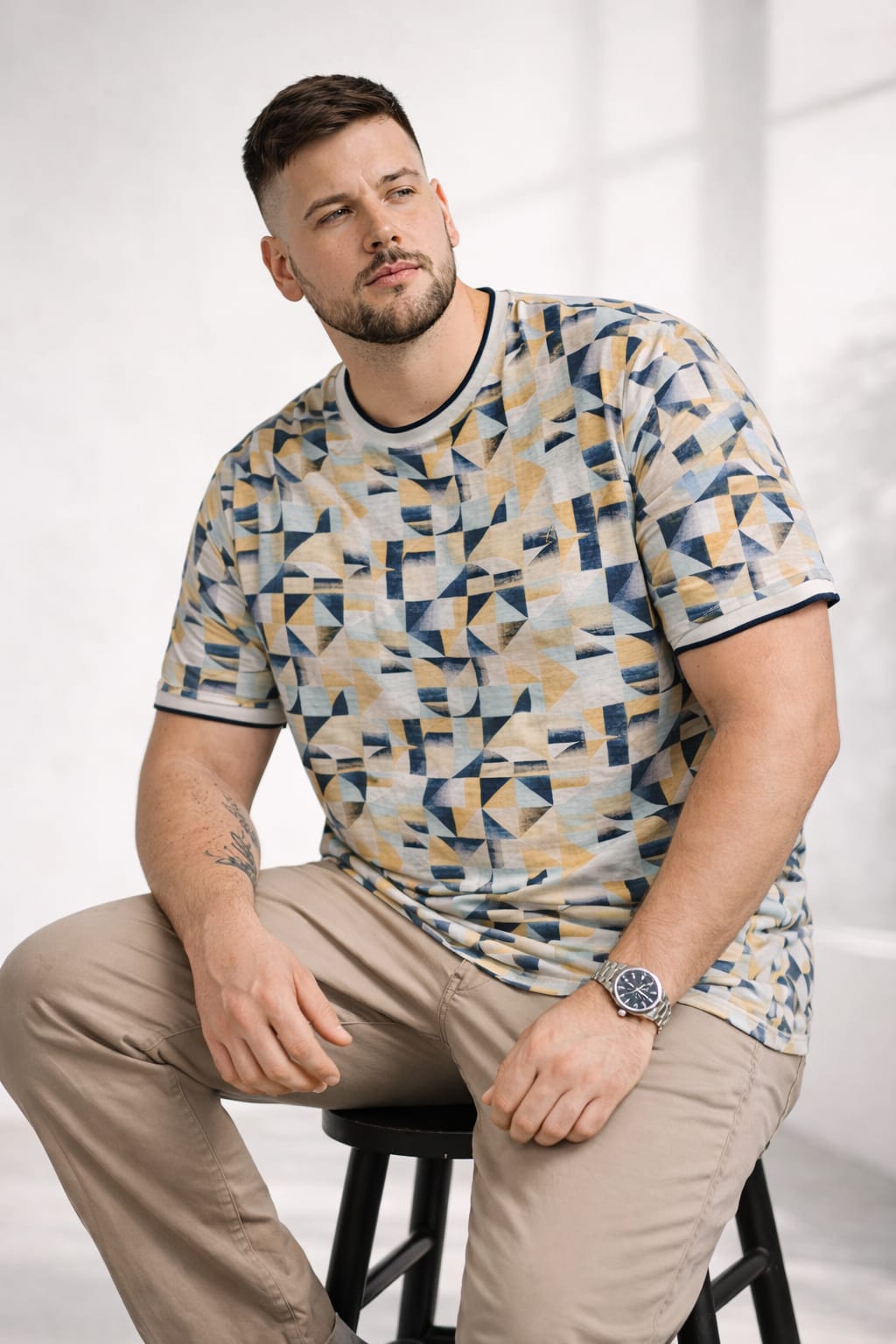 Austivo Men Round Neck Multicolor T-Shirt