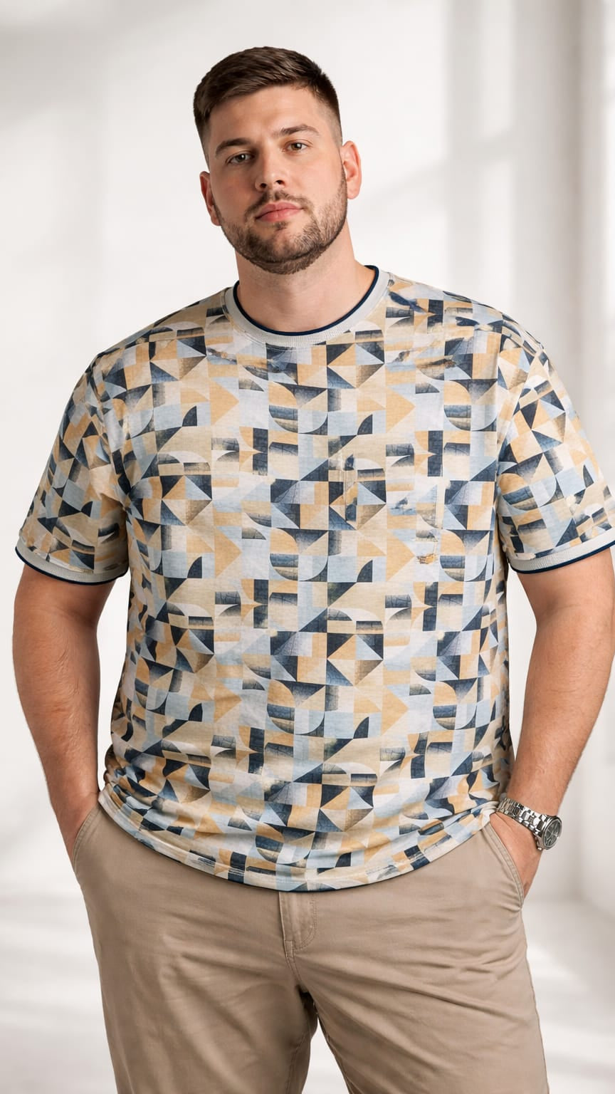 Austivo Men Round Neck Multicolor T-Shirt