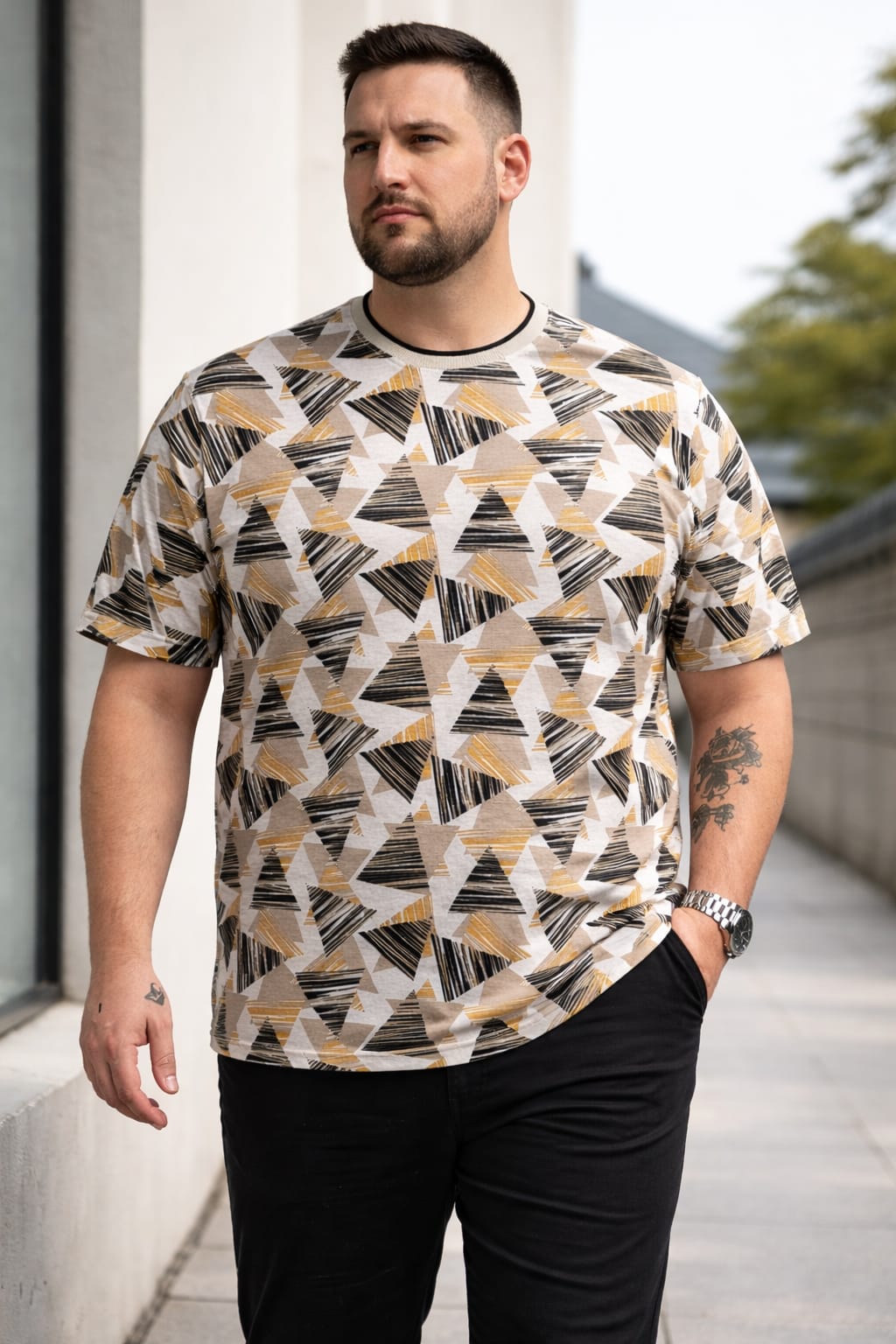 Austivo Men Round Neck Multicolor T-Shirt