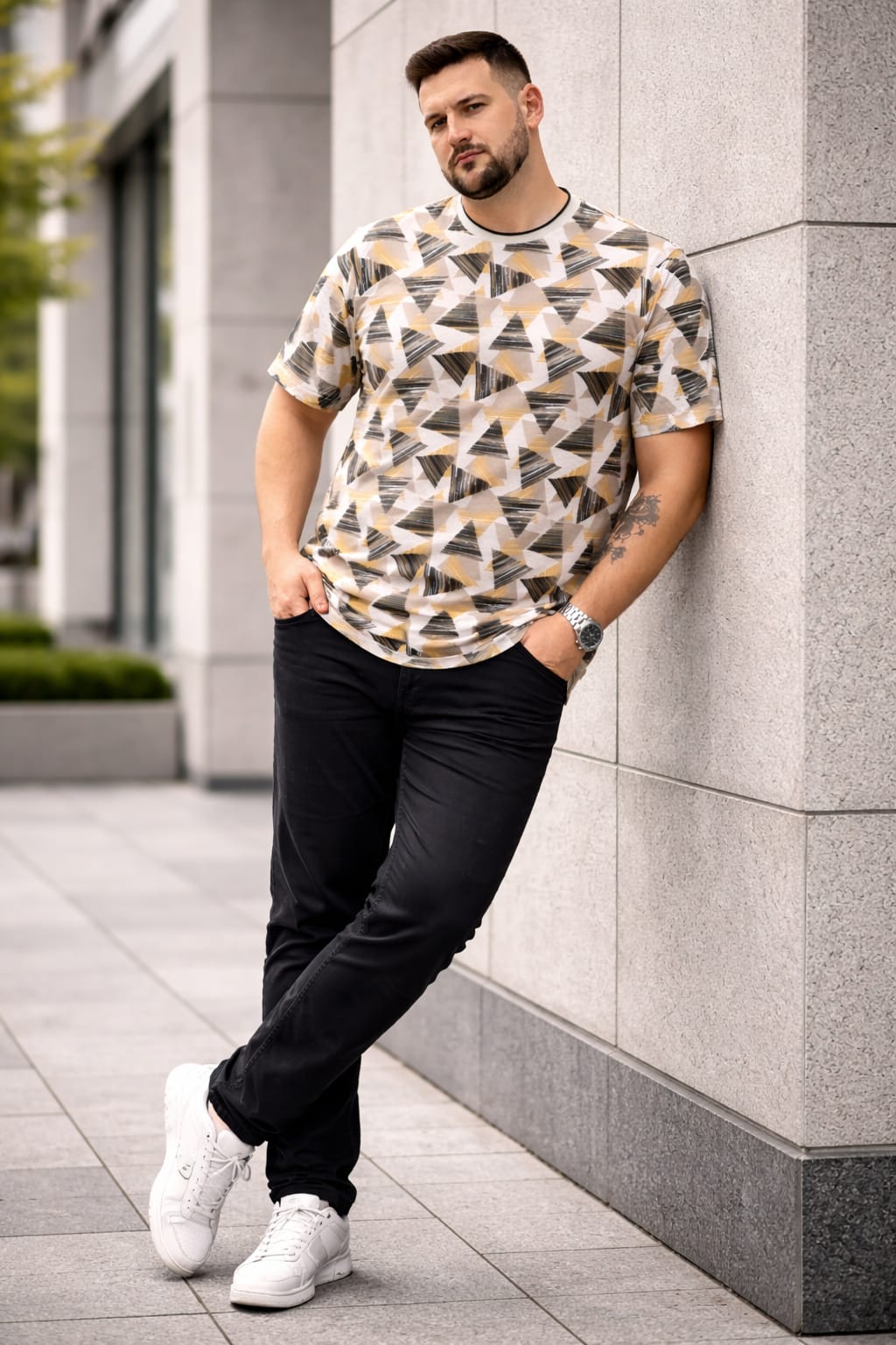 Austivo Men Round Neck Multicolor T-Shirt
