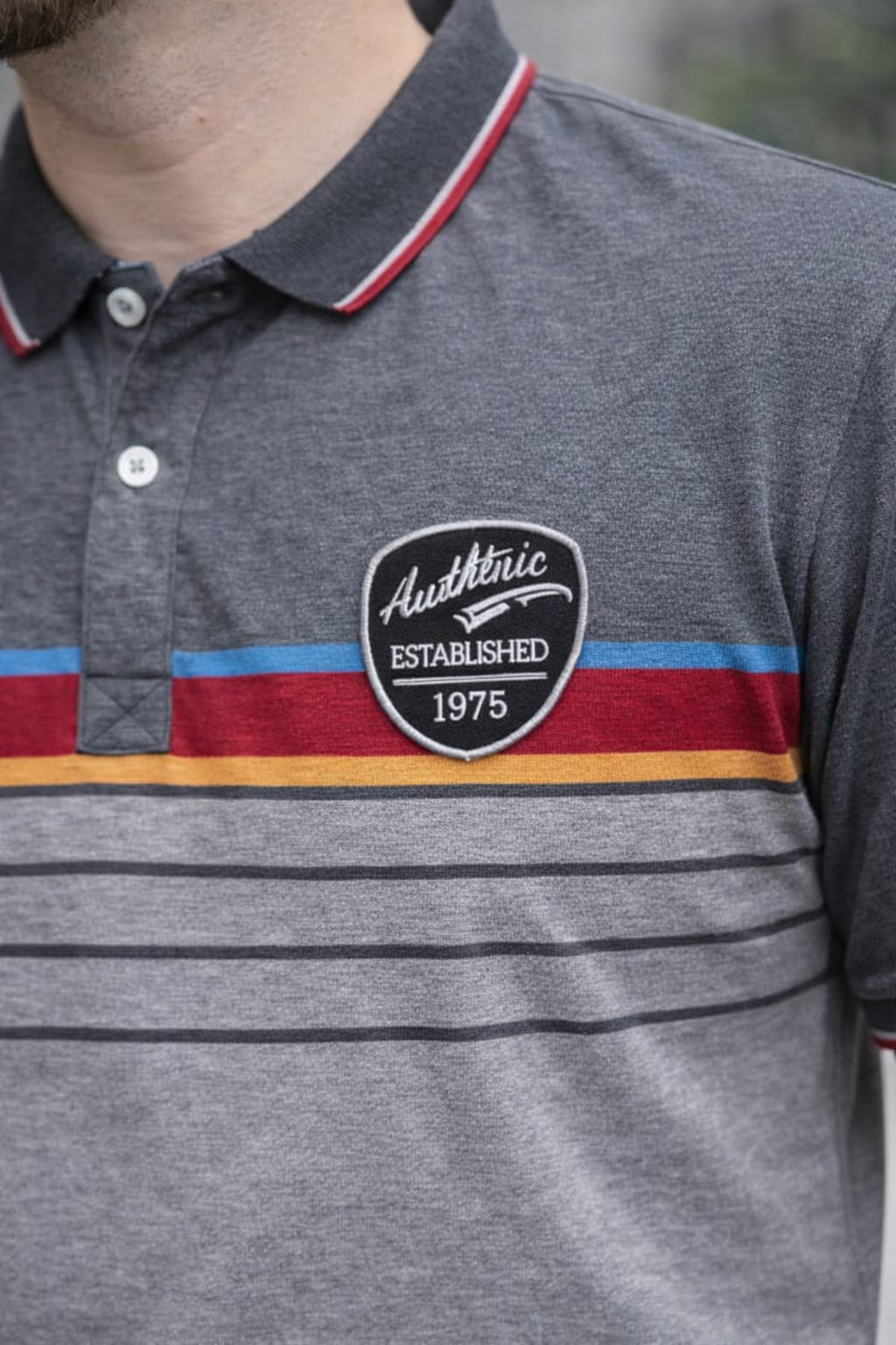 Grey Striper Polo T-shirt 3XL / Grey / cotton blend