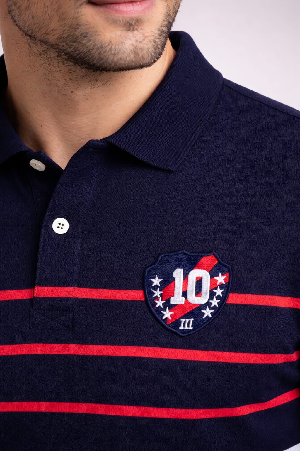 Navy Stripers Polo T-shirt