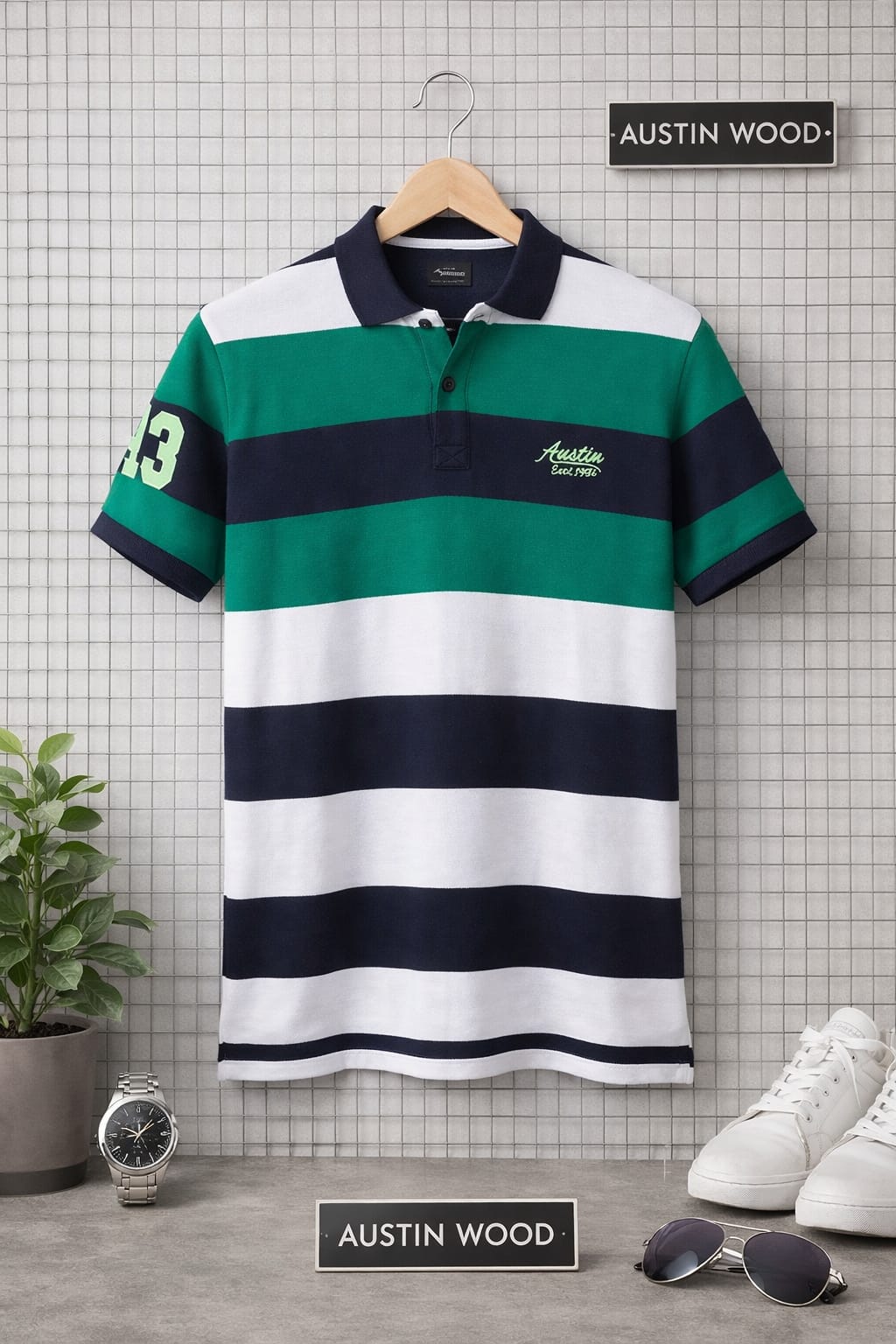 Austin Wood Men's Half Sleeves Polo Neck T-shirt
