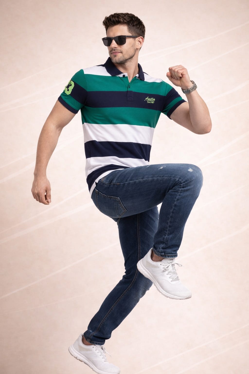 Austin Wood Men's Half Sleeves Polo Neck T-shirt