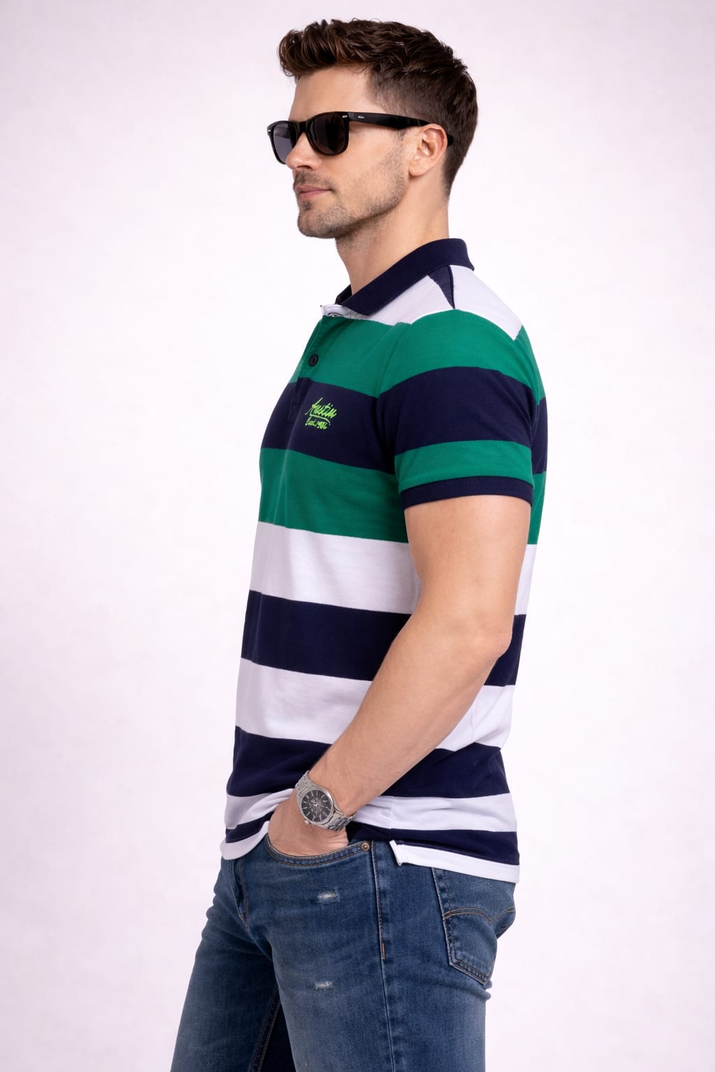 Austin Wood Men's Half Sleeves Polo Neck T-shirt