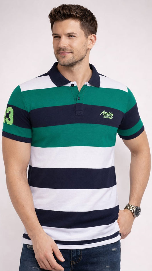 Austin Wood Men's Half Sleeves Polo Neck T-shirt